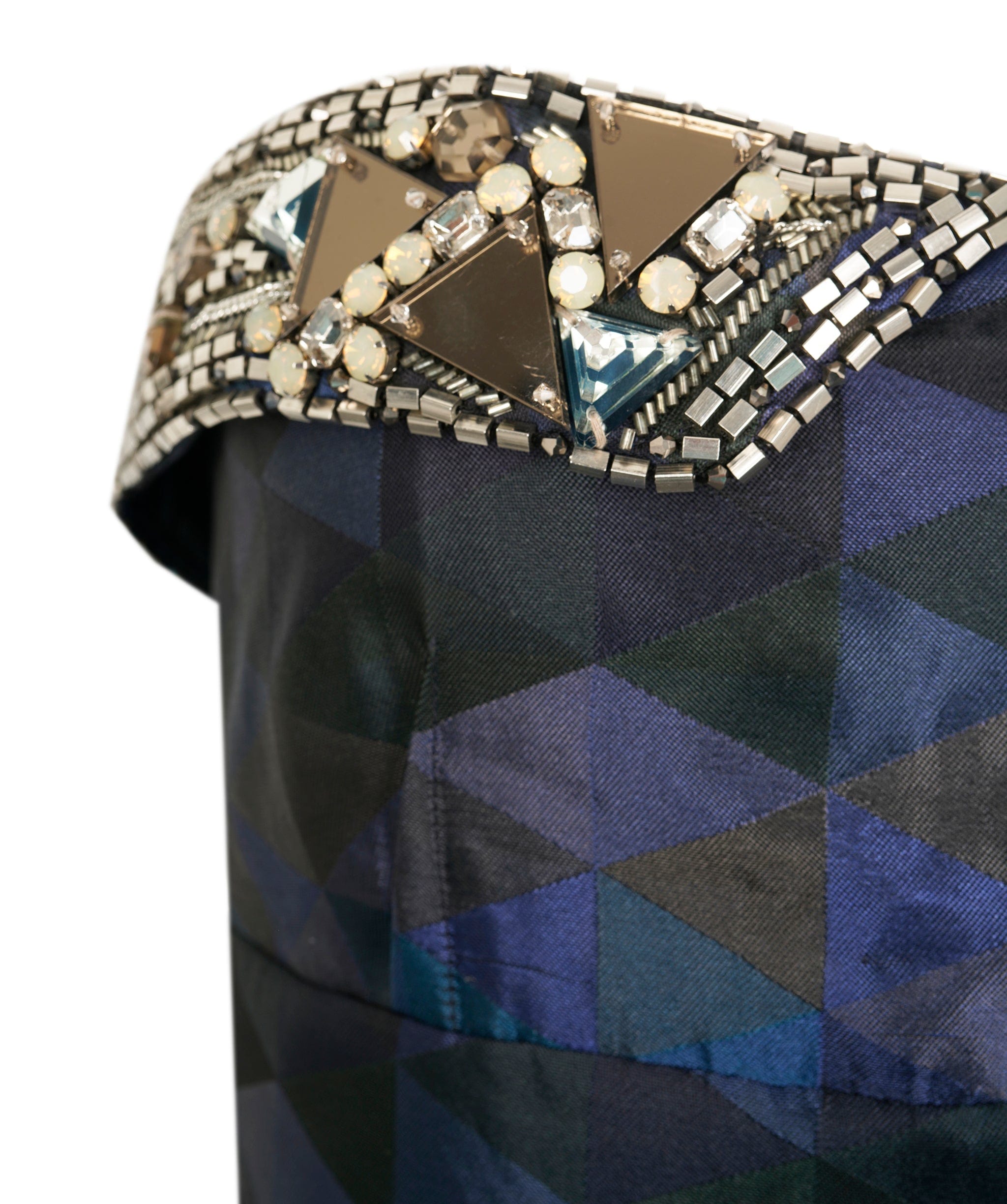 Matthew Williamson Matthew Williamson Glass and Gemstone detail Blue Geometric Mini Dress AVC1771