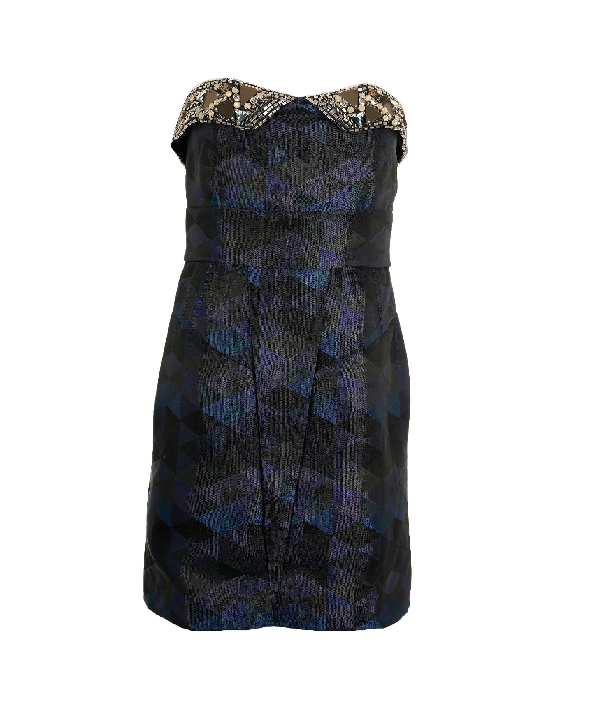 Matthew Williamson Matthew Williamson Glass and Gemstone detail Blue Geometric Mini Dress AVC1771