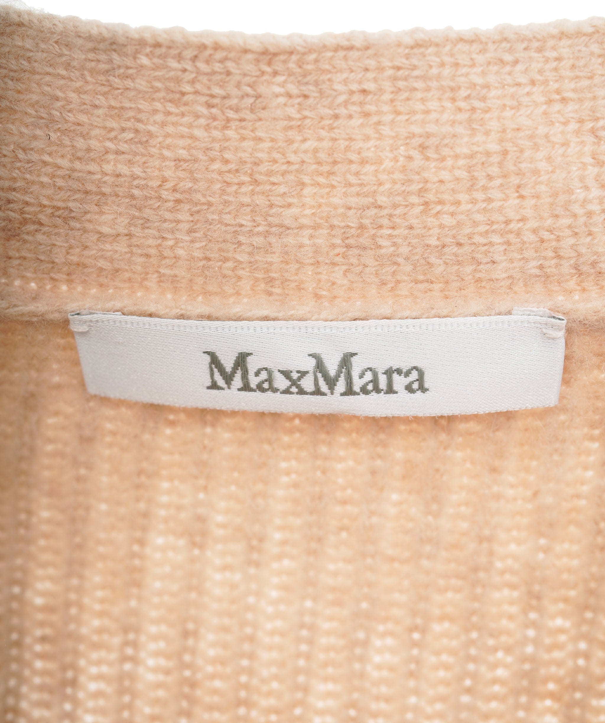 Max Mara Max Mara Beige Cashmere Ribbed Long V-Neck Cardigan ALC2191