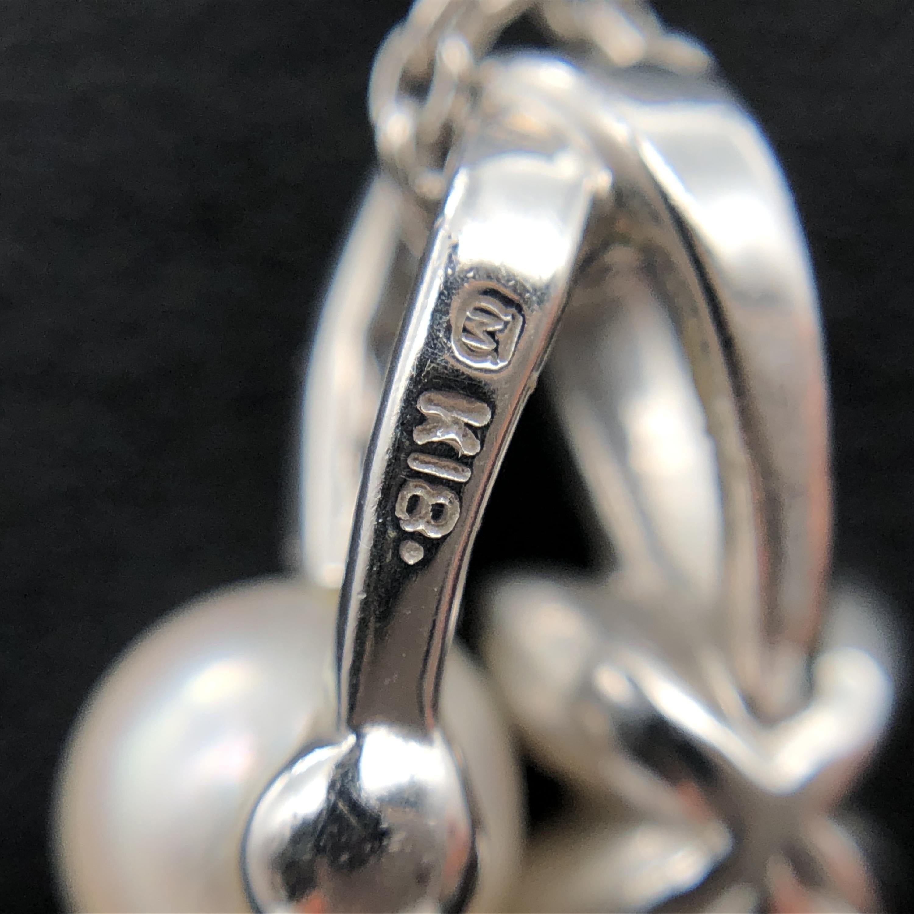 Mikimoto Mikimoto 1P Pearl & Flower Motif Diamond Necklace, P(Aprox 5.5mm), K18WG, 4.6g, 16inch ALC3287