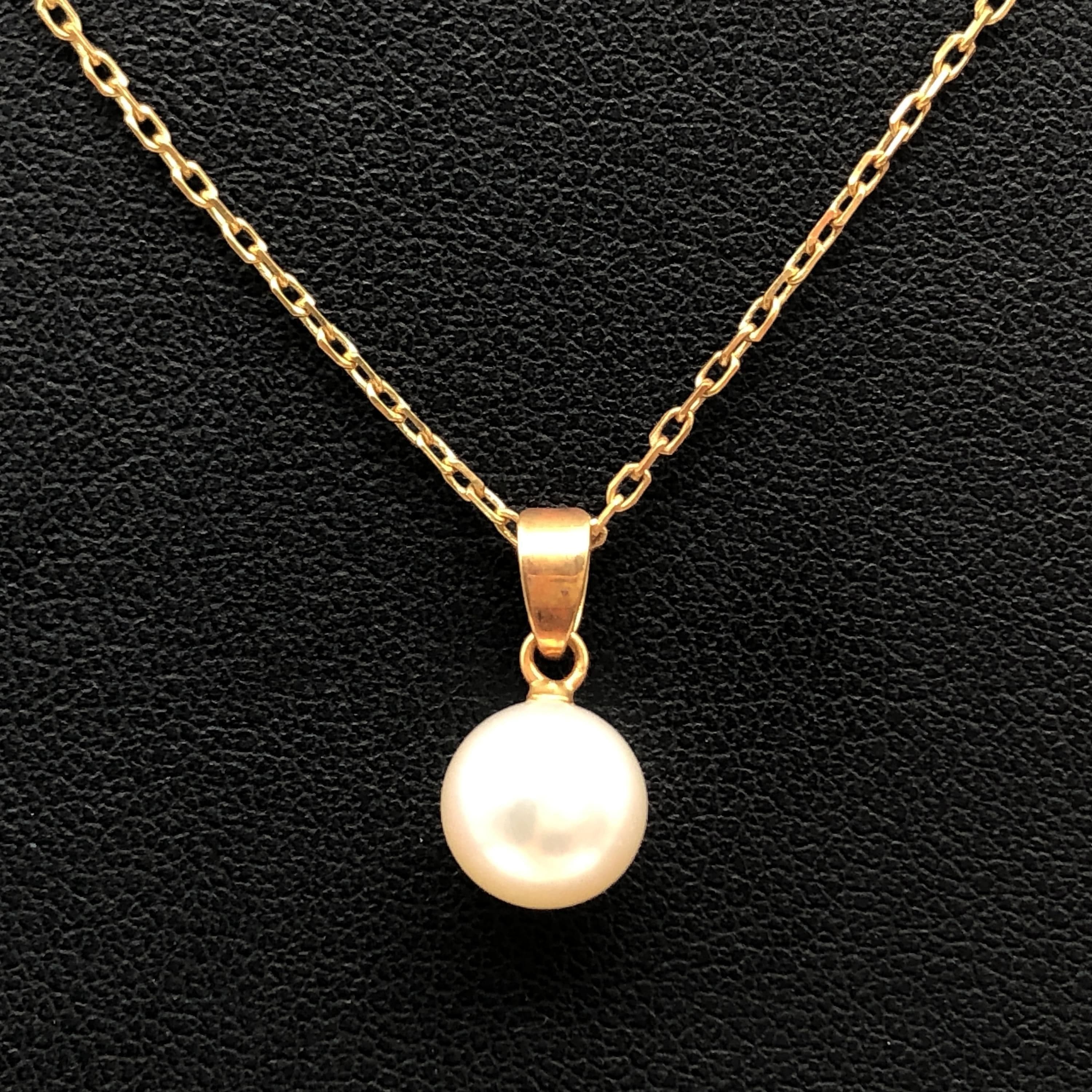 Mikimoto Mikimoto 1P Pearl Necklace, P(7.2mm), K18YG, 2.5g, 16inch ALC3283