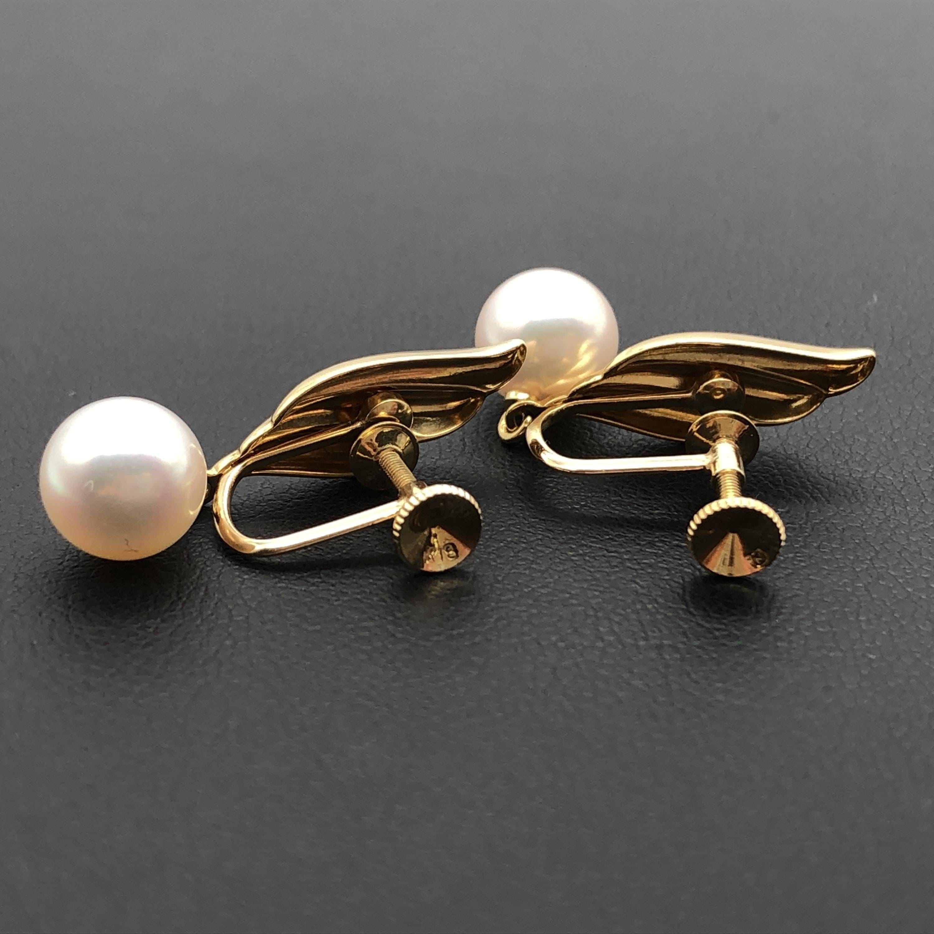 Mikimoto Mikimoto Pearl Earrings, P(Aprox 7.3mm/7.4mm), K18YG, 3.6g ALC3267