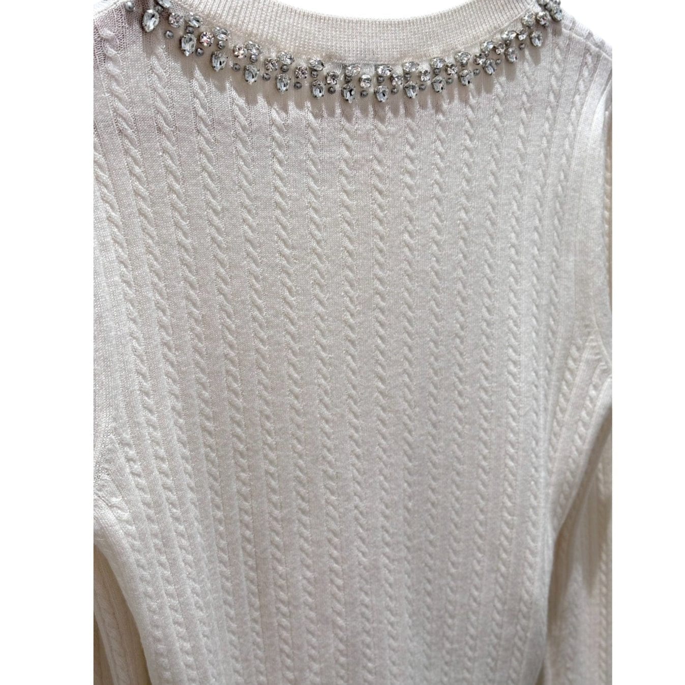 Miu Miu Miu Miu Cream Cashmere Cardigan with Crystals #40