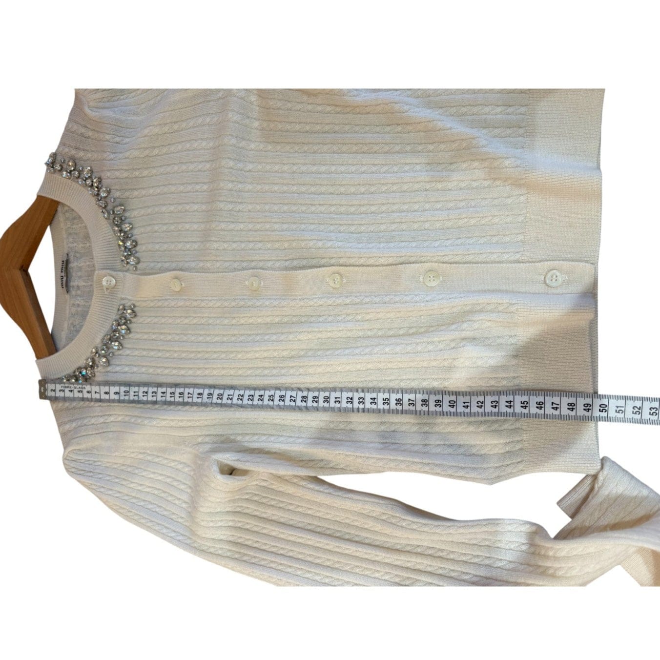 Miu Miu Miu Miu Cream Cashmere Cardigan with Crystals #40