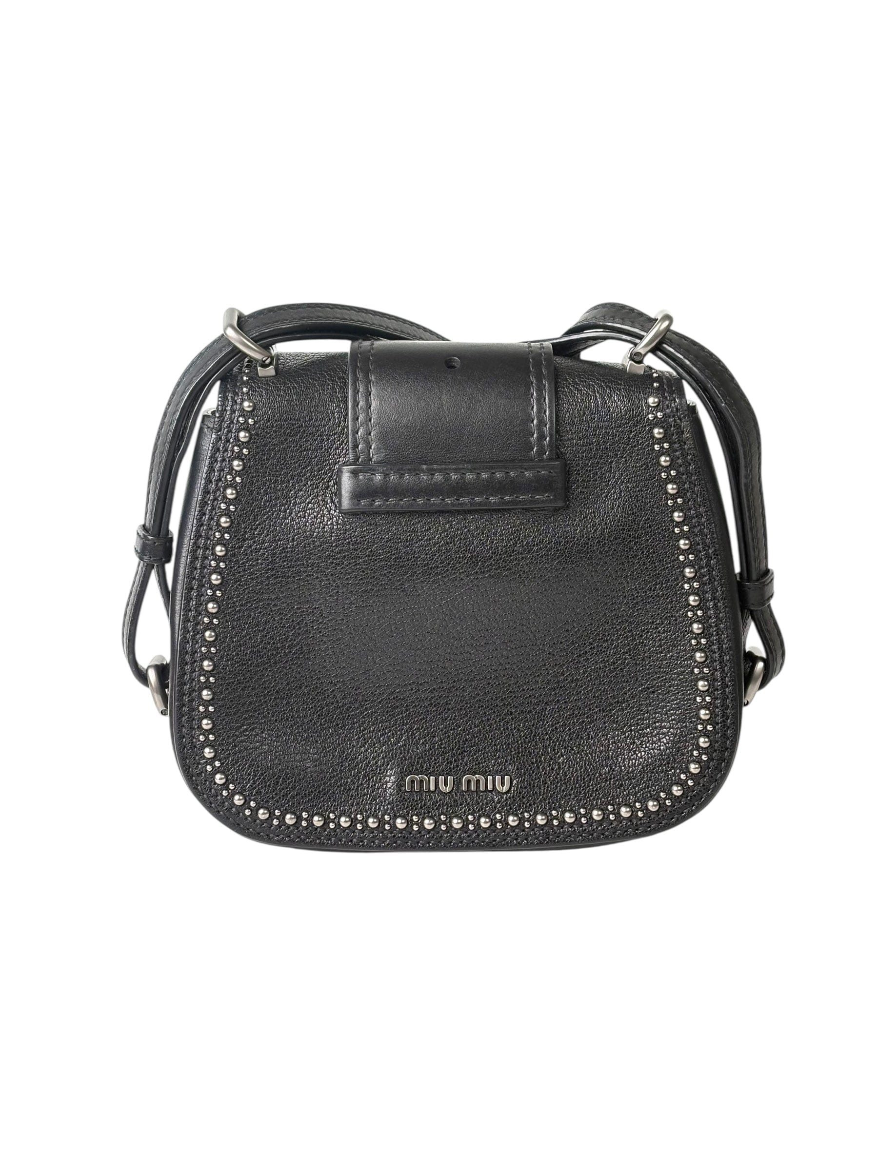 Miu Miu Miu Miu Strap Crystal and Black Calfskin Bag
