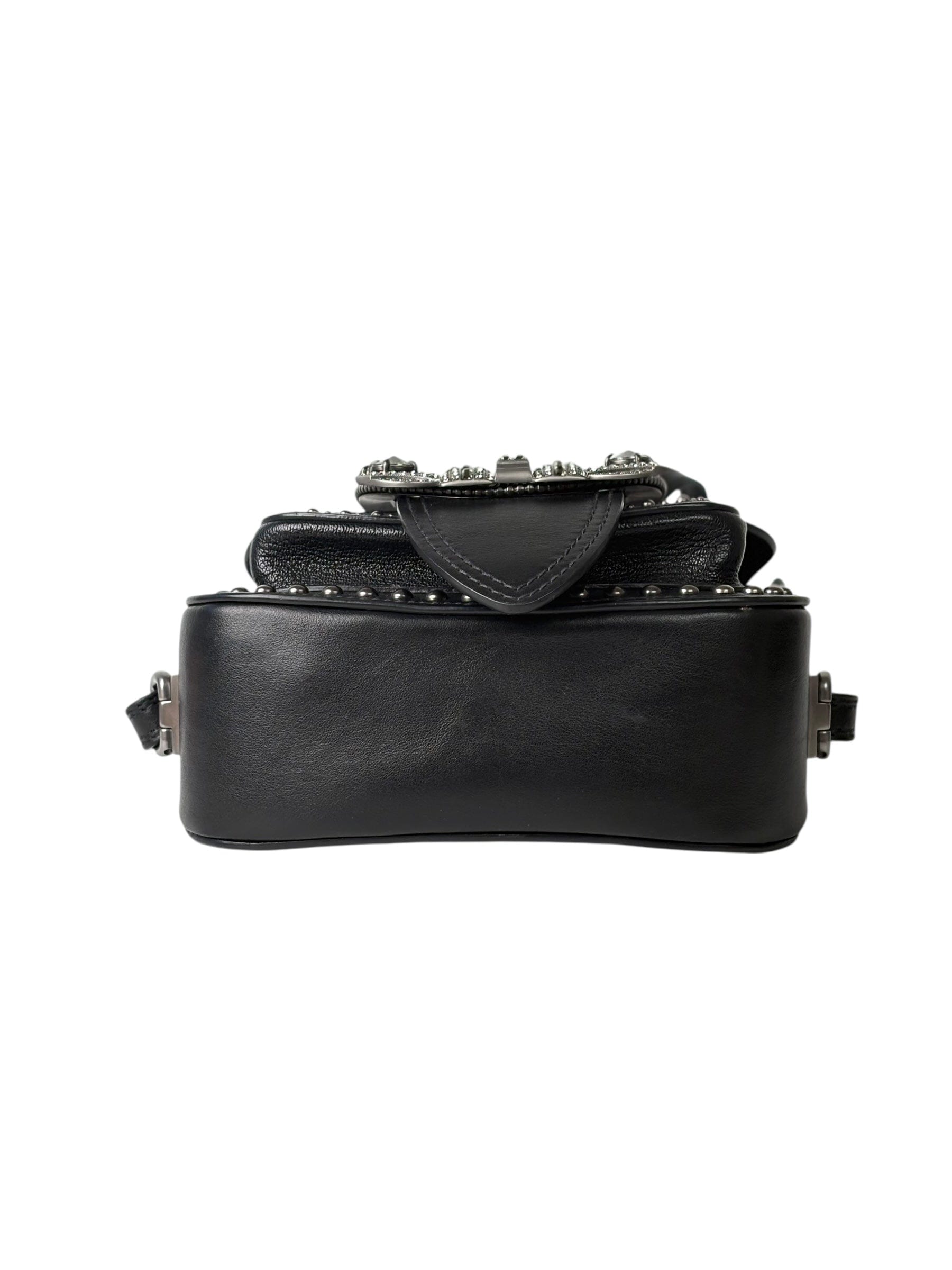 Miu Miu Miu Miu Strap Crystal and Black Calfskin Bag