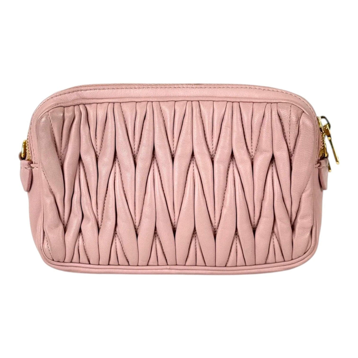 Miu Miu Miumiu Pink Leather Bag with Double Zipper
