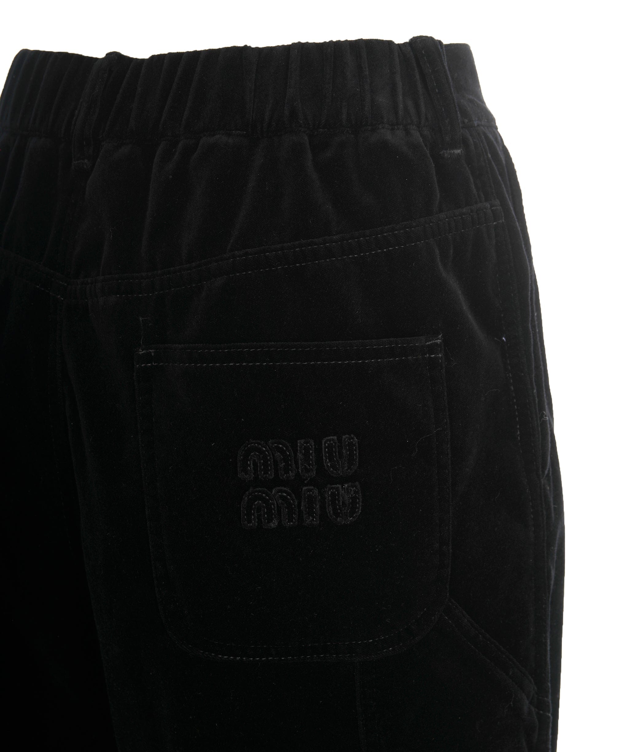 Miu Miu Miu Miu Black Logo Trousers Velore 38 ALL0980