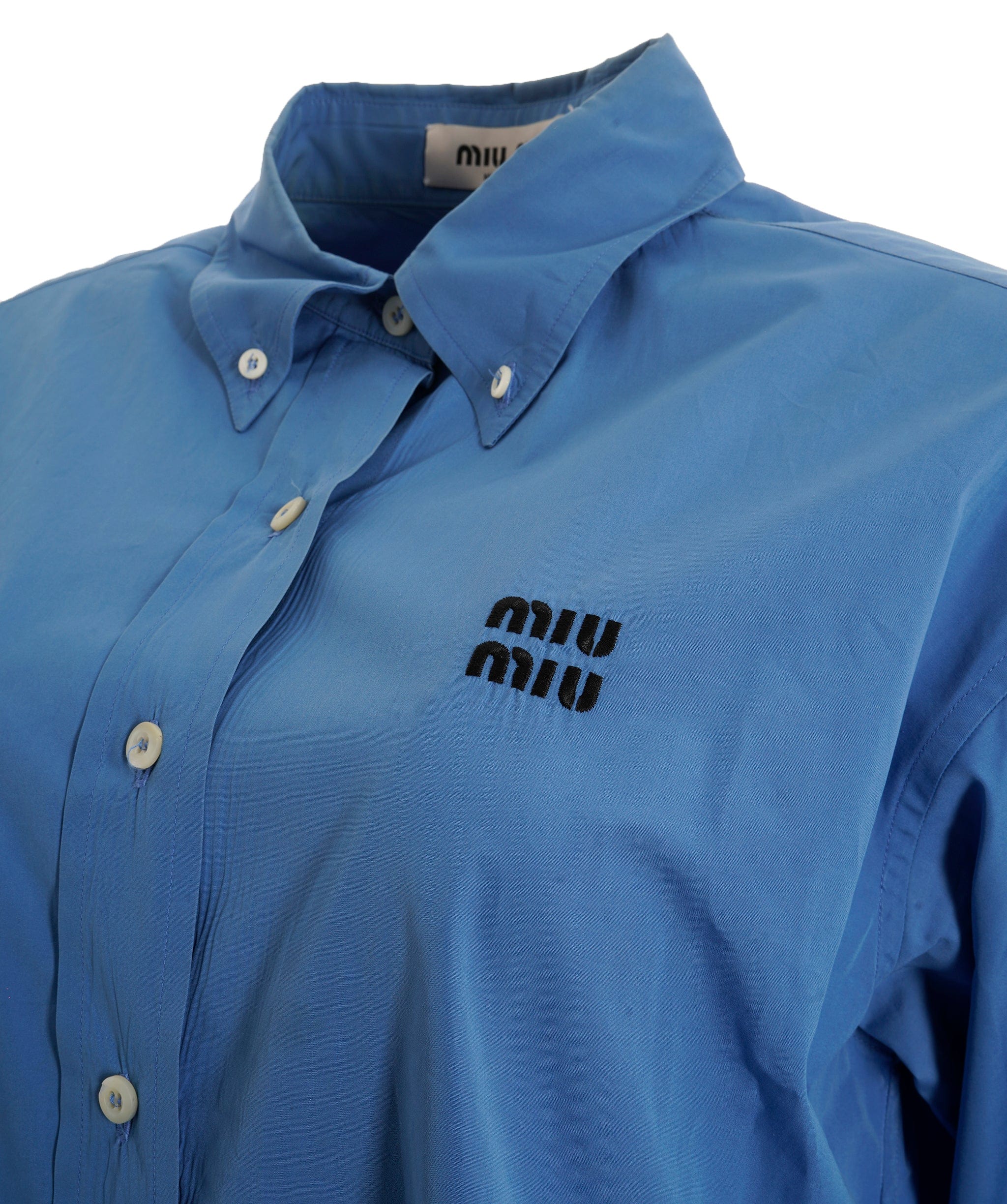 Miu Miu Miu Miu Blue Logo Oversized Shirt ALC2985