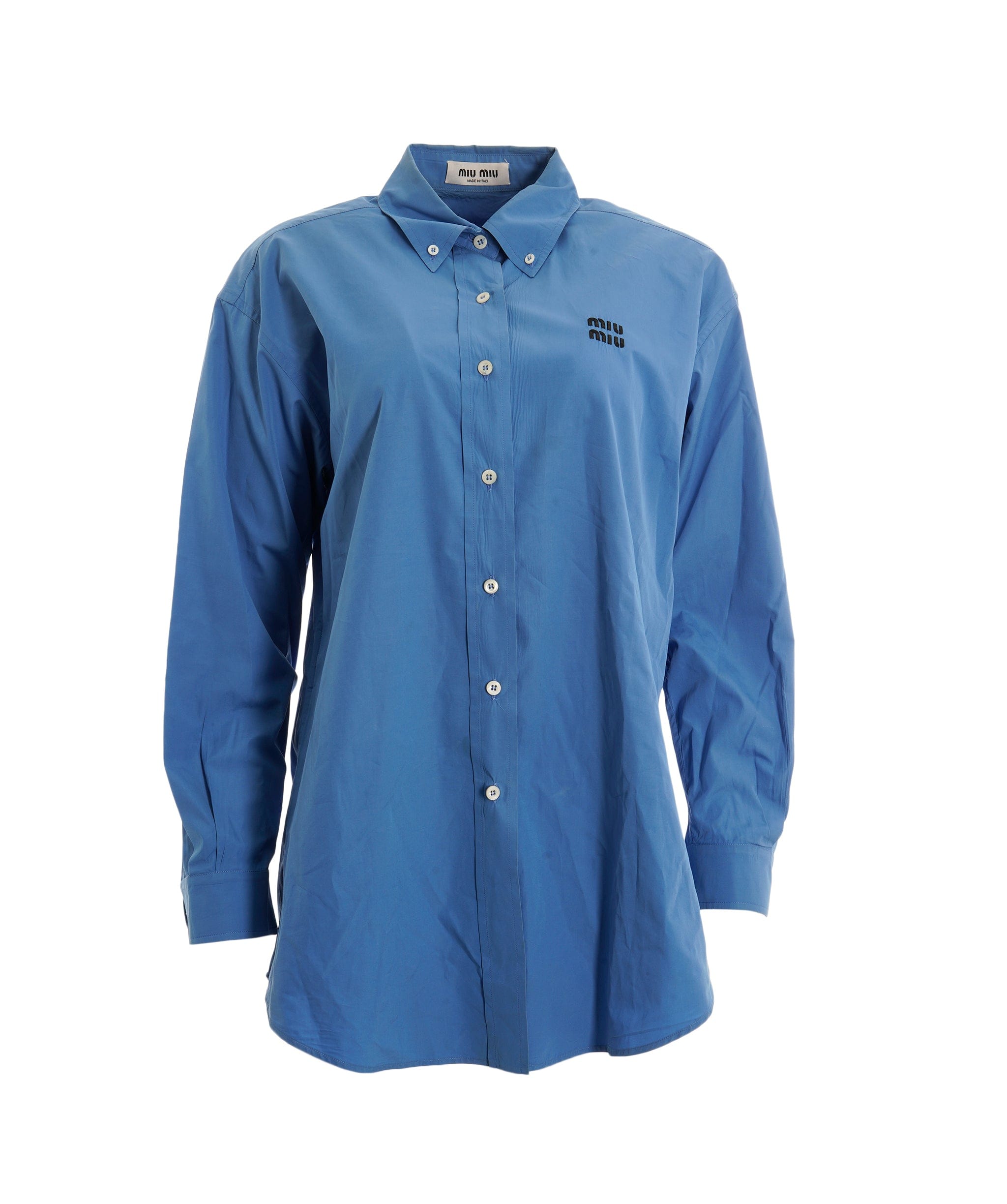 Miu Miu Miu Miu Blue Logo Oversized Shirt ALC2985