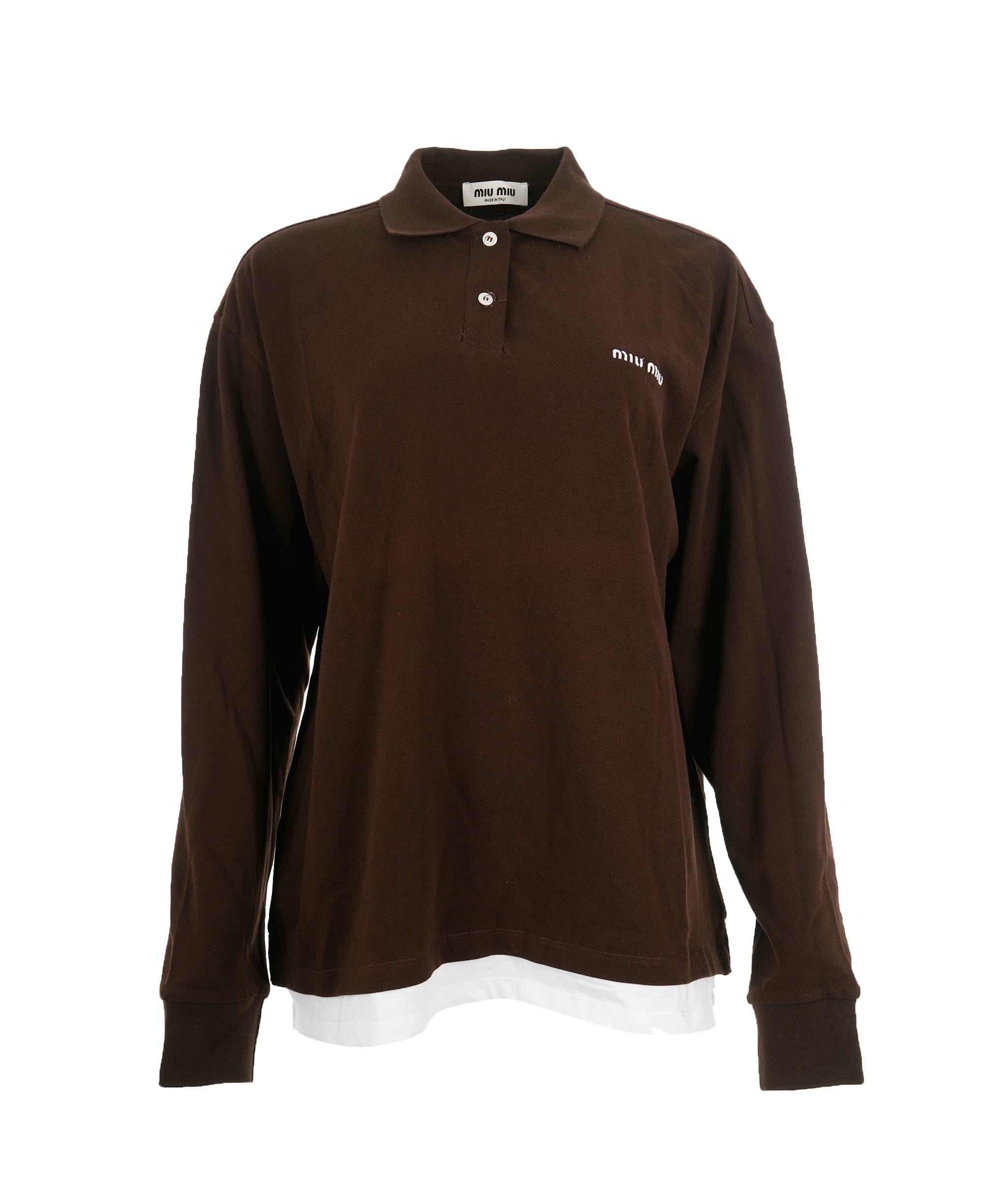 Miu Miu Miu Miu Brown Logo Long Sleeve Polo Jumper ALC2236