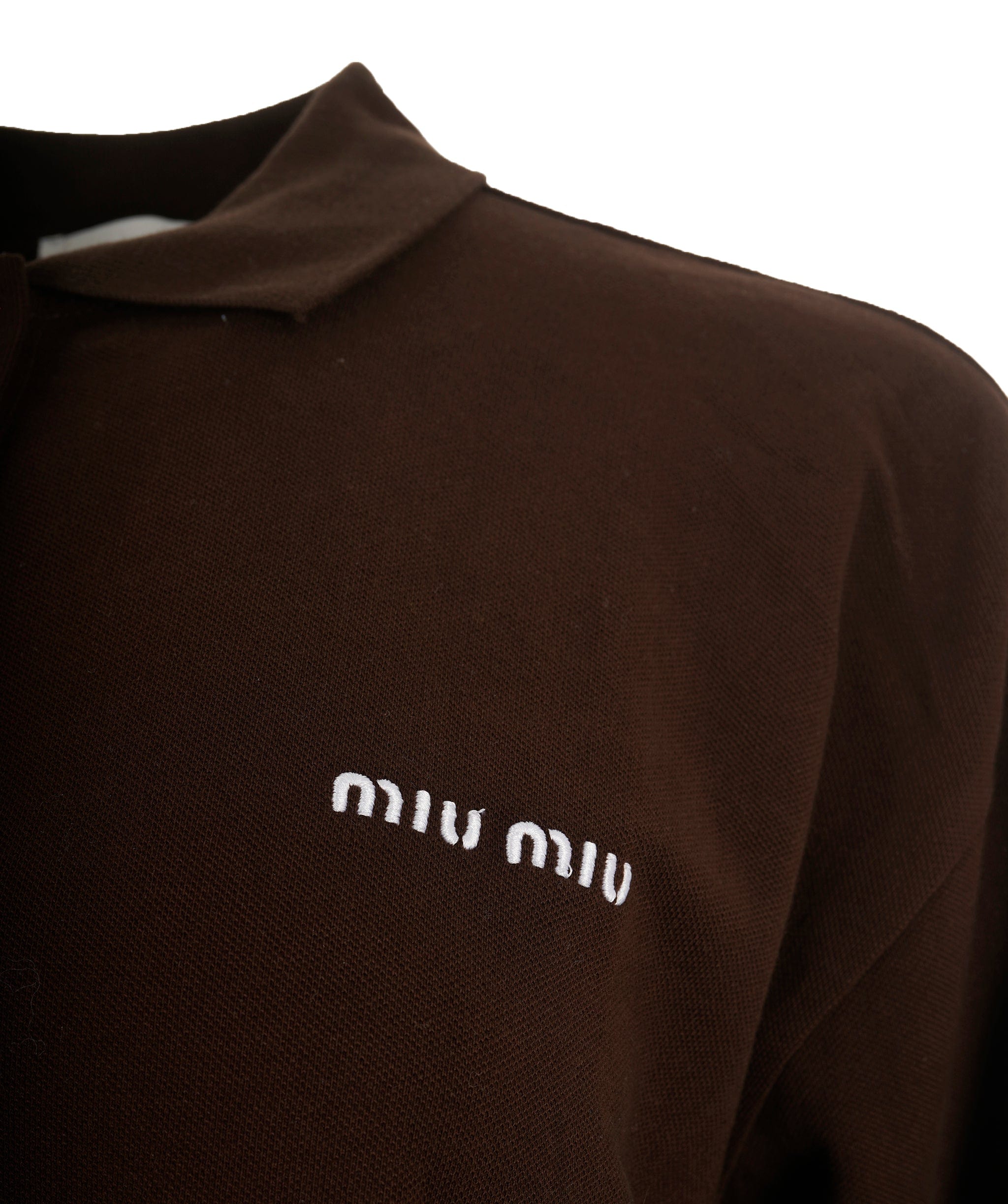 Miu Miu Miu Miu Brown Logo Long Sleeve Polo Jumper ALC2236