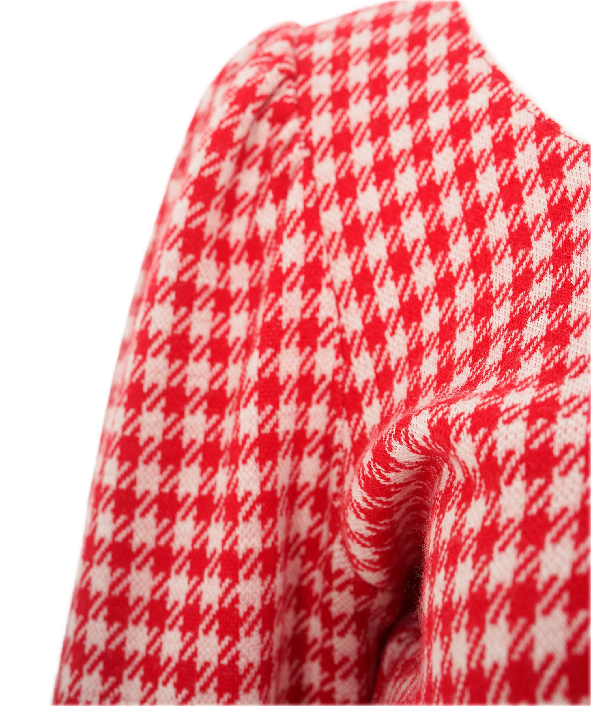 Miu Miu Miu Miu Houndstooth Red / White Long Sleeve Crop Top #42 SKC1914