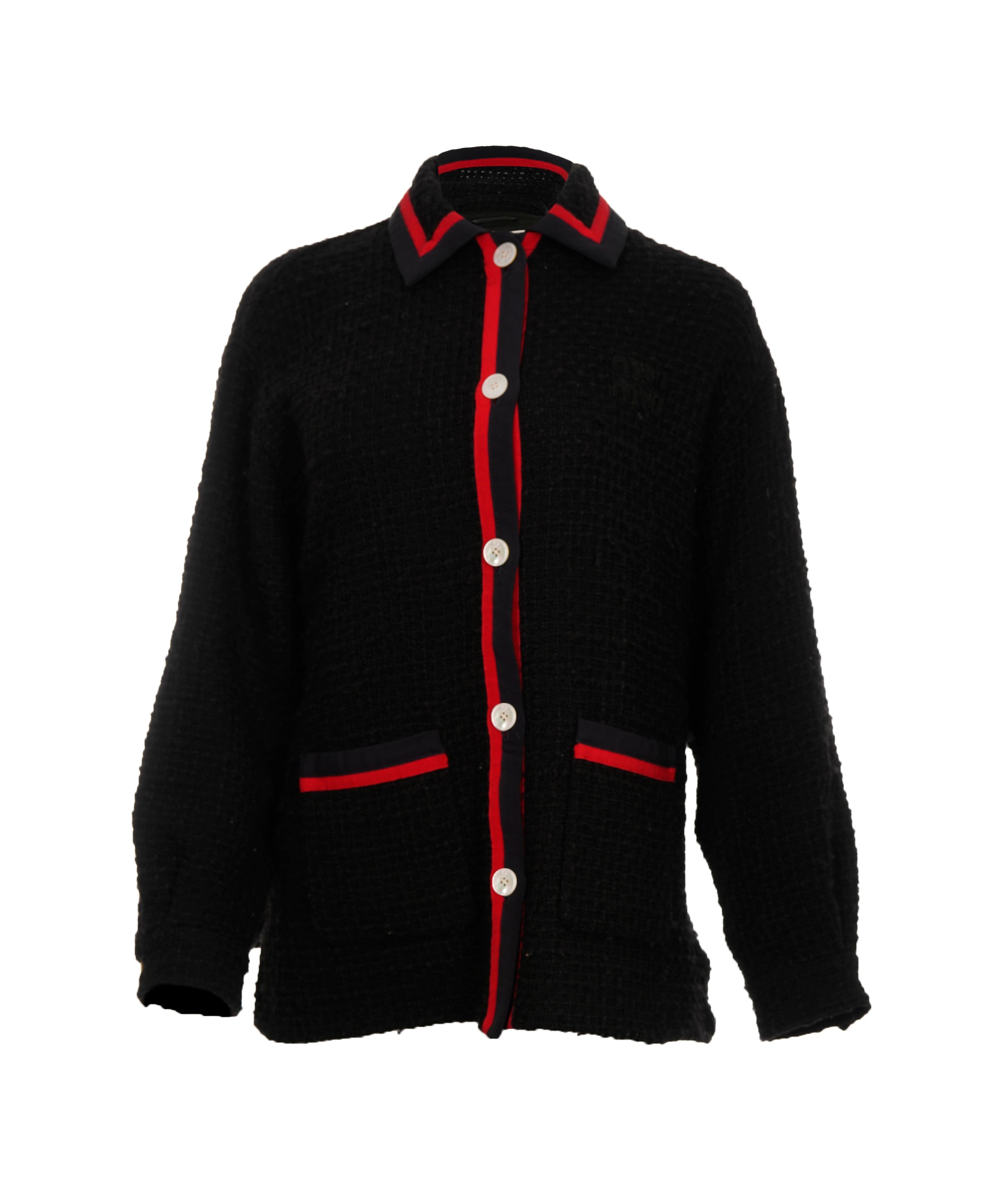 Miu Miu Miu Miu Logo Striped Detail Red and Black Coat ALC2729