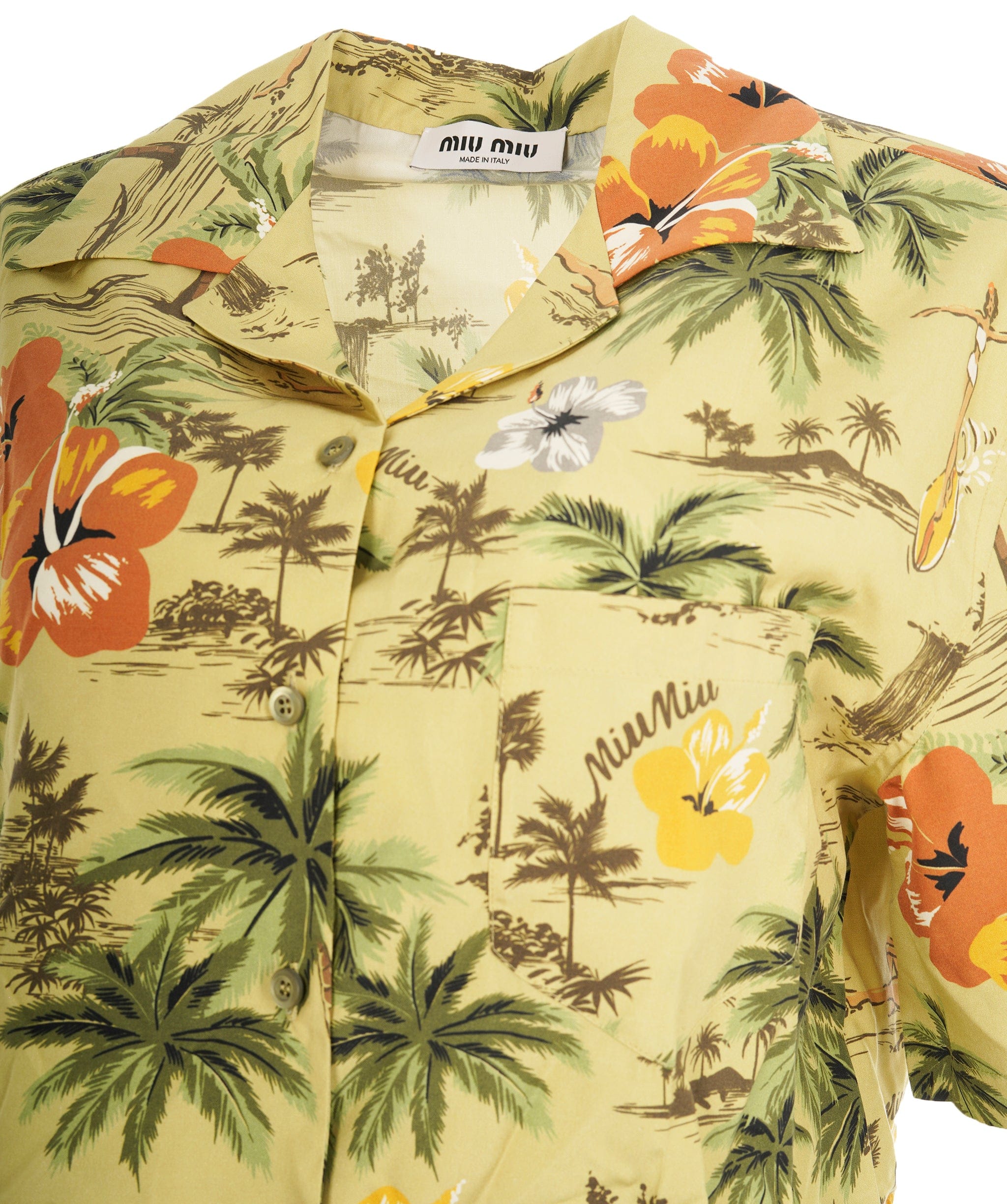 Miu Miu Miu Miu Multicolour Silk Logo Hawaiian Shirt & Shorts Set ALC1988