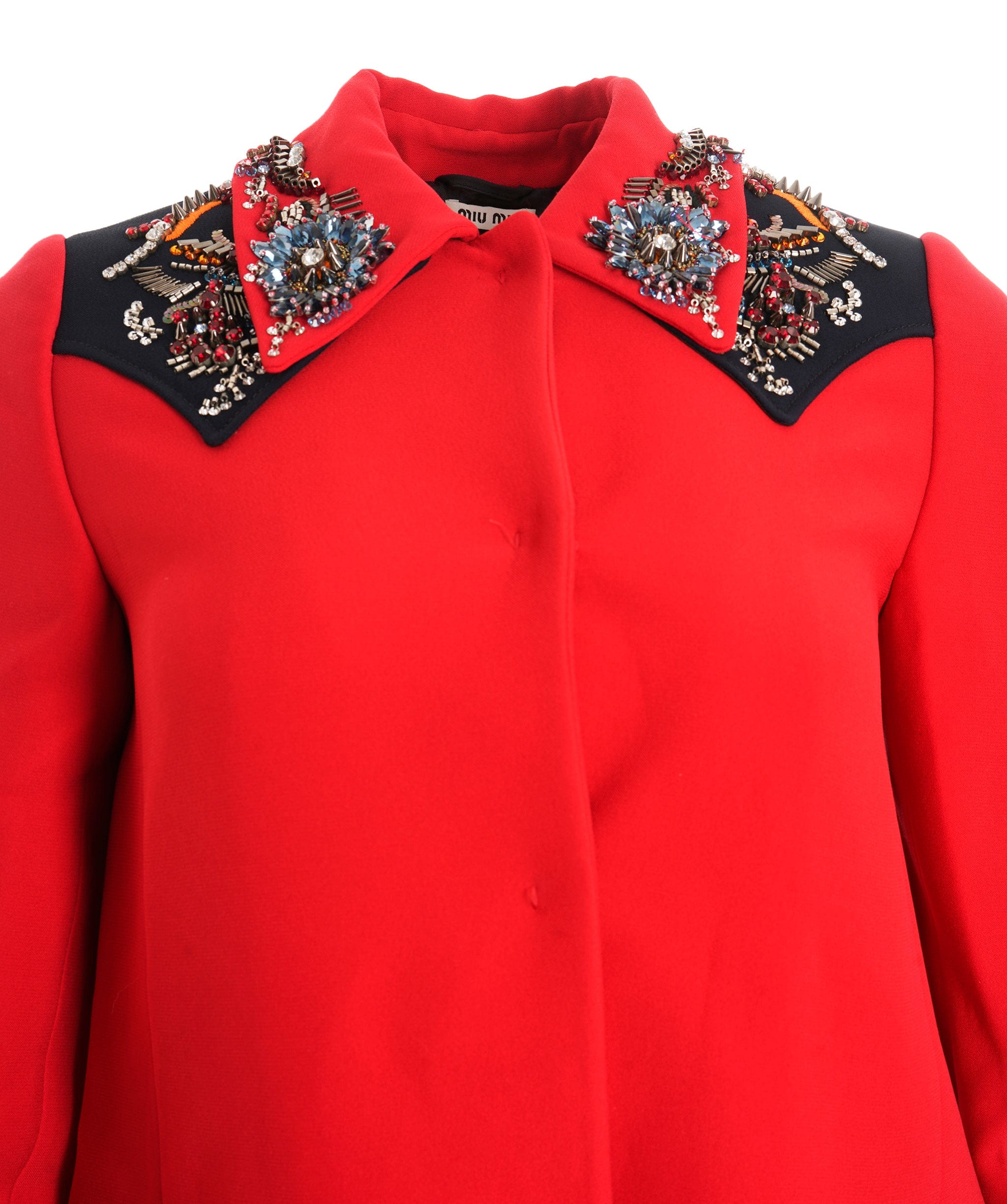 Miu Miu Miu Miu Red Embellished Coat ALC2997