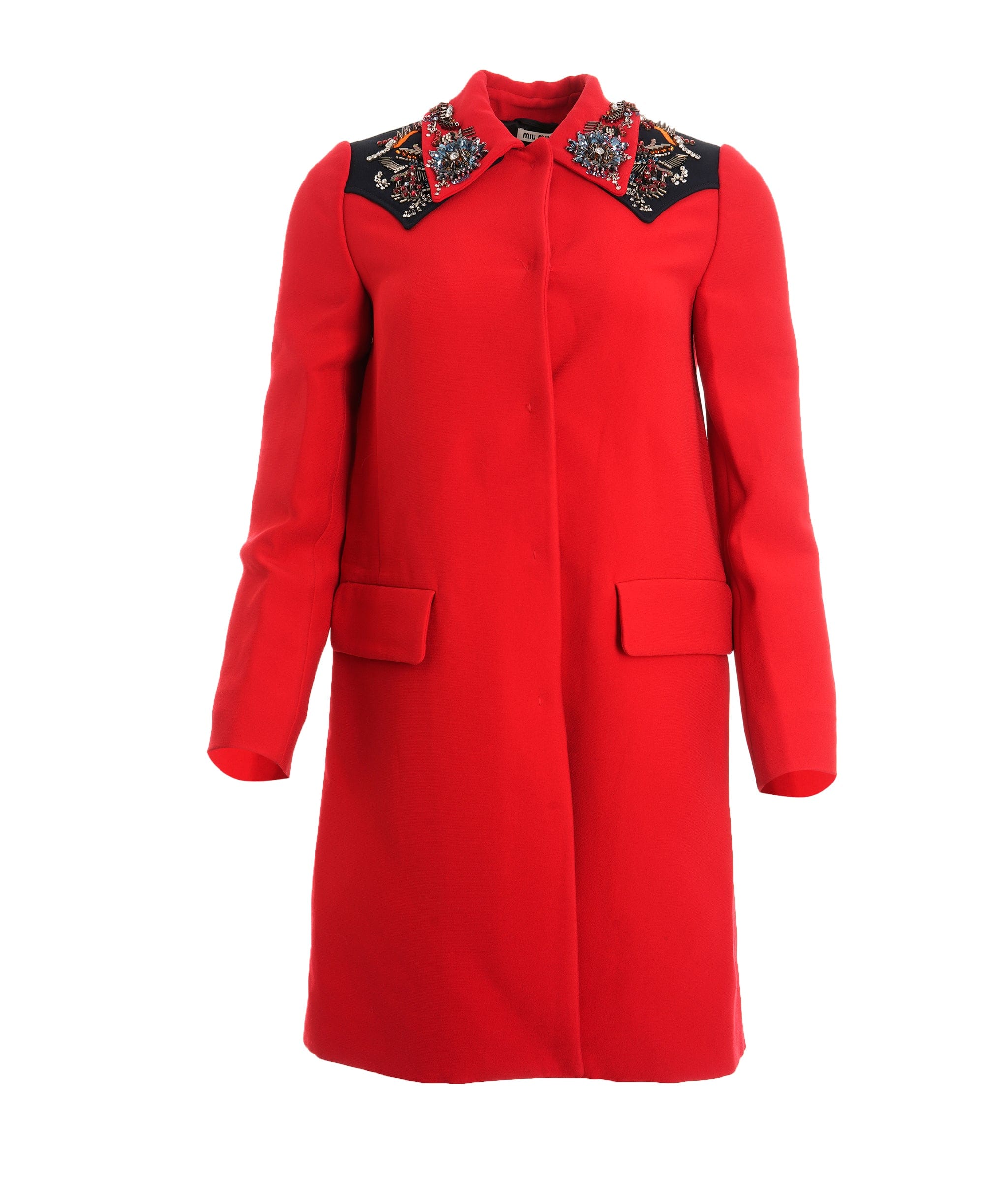 Miu Miu Miu Miu Red Embellished Coat ALC2997