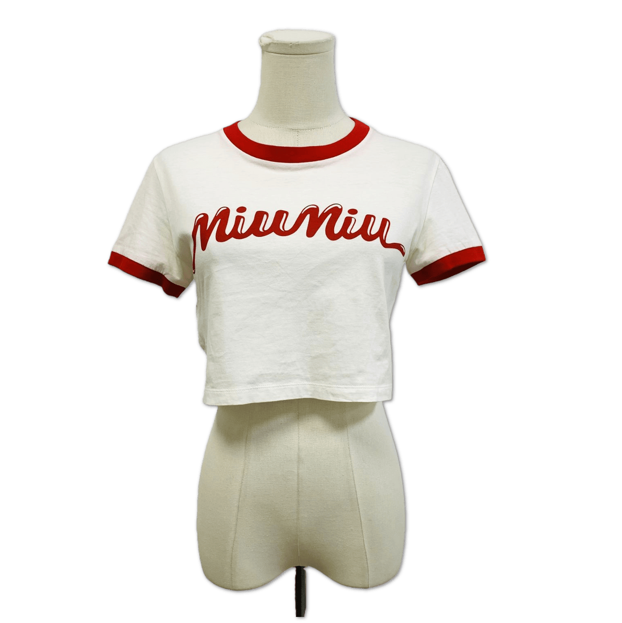Miu Miu Miu Miu Red Logo Ringer Crop T-Shirt size M FQ0138491911