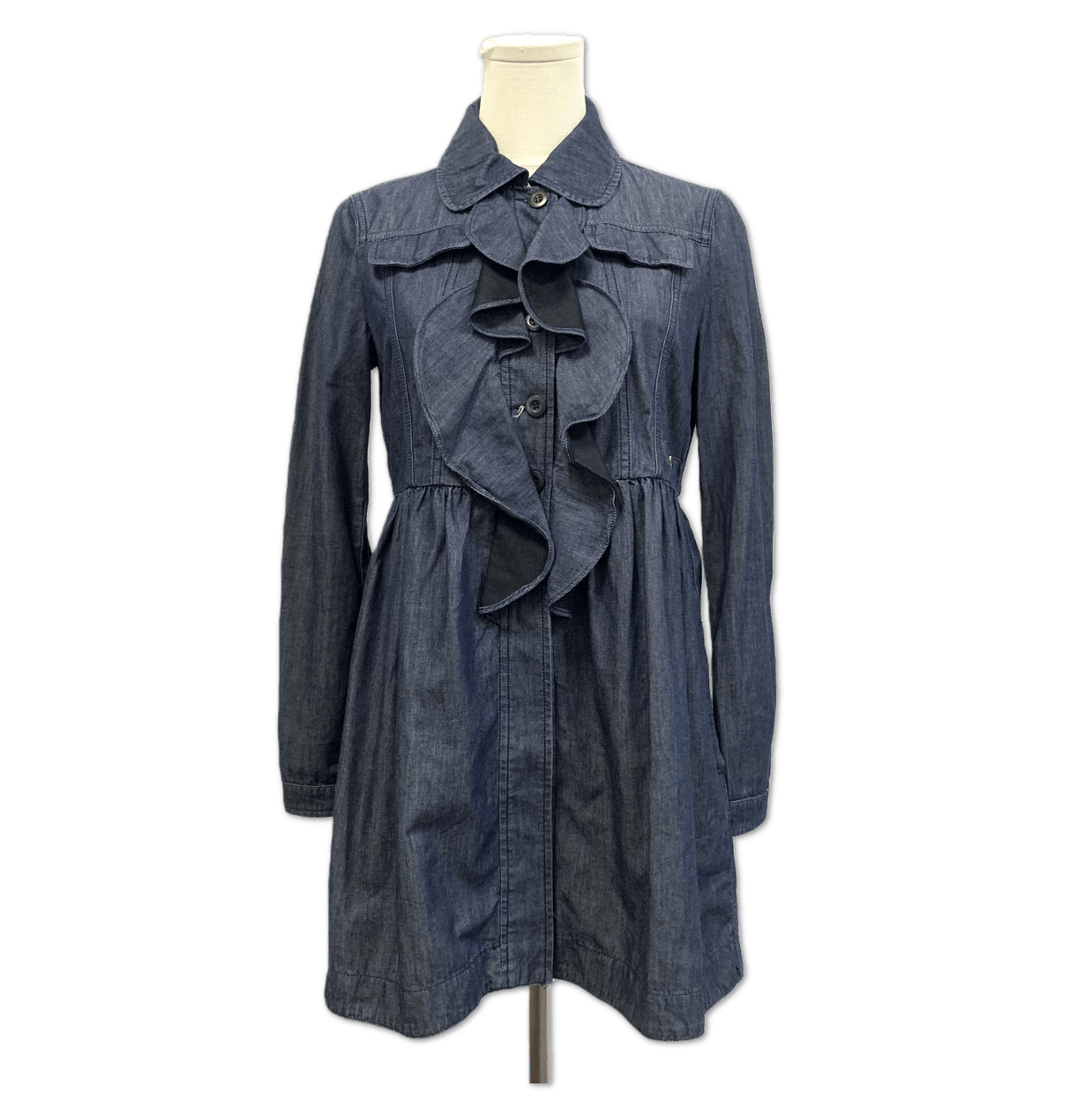 Miu Miu Miu Miu Ruffled Denim Button-Down Dress size 38 FQ0133633743