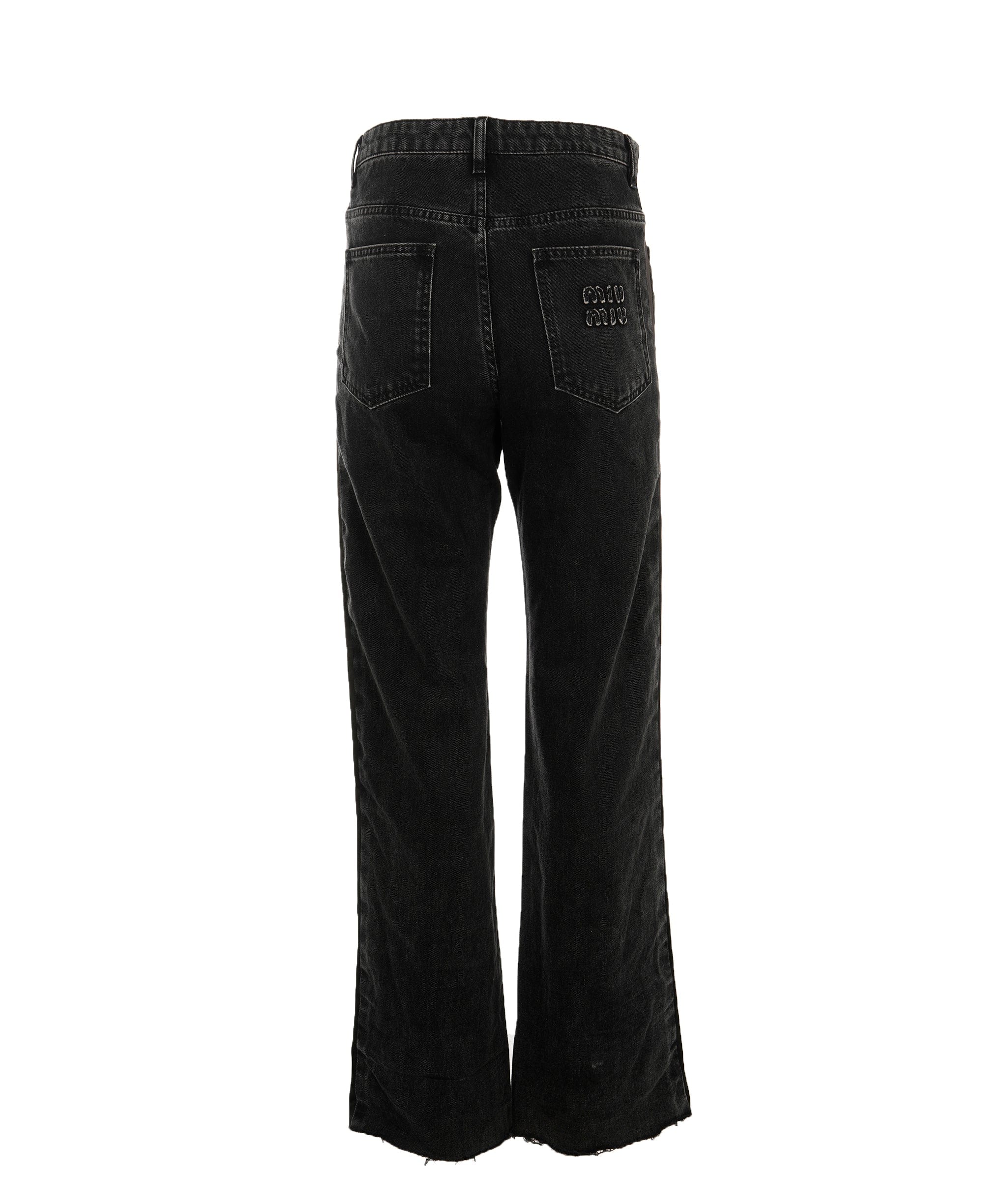 Miu Miu Miu Miu – Vintage-Wash Denim Jeans with Logo Patch ALC2425