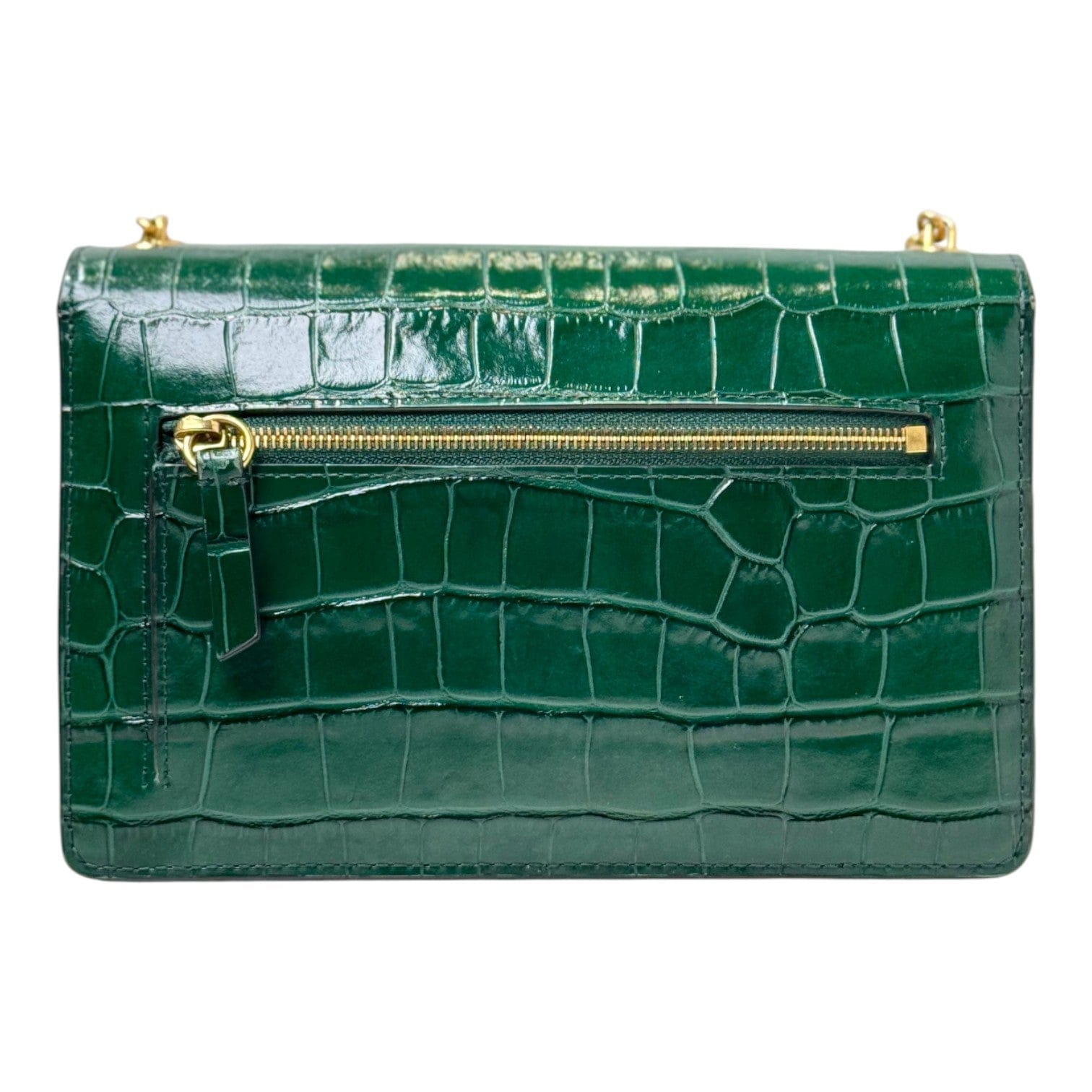 Mulberry Mulberry Darley Croco Print Bag Green with Gold Chain