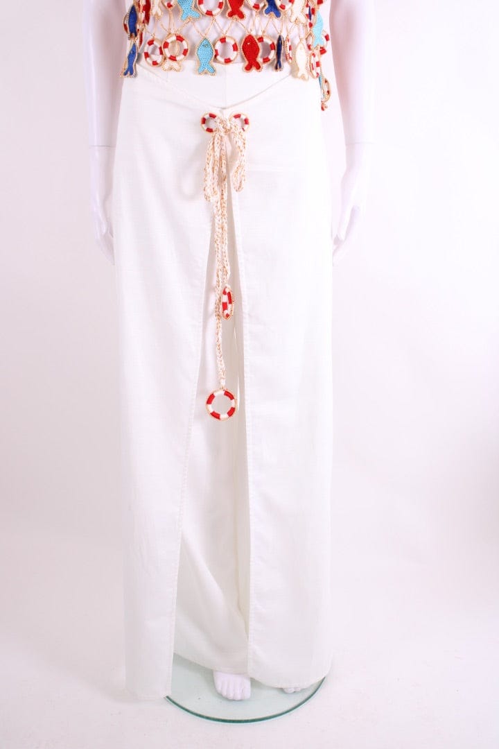 My Beachy Side My Beachy Side Poisson Crochet Top & Trousers Set Blue/ White M
