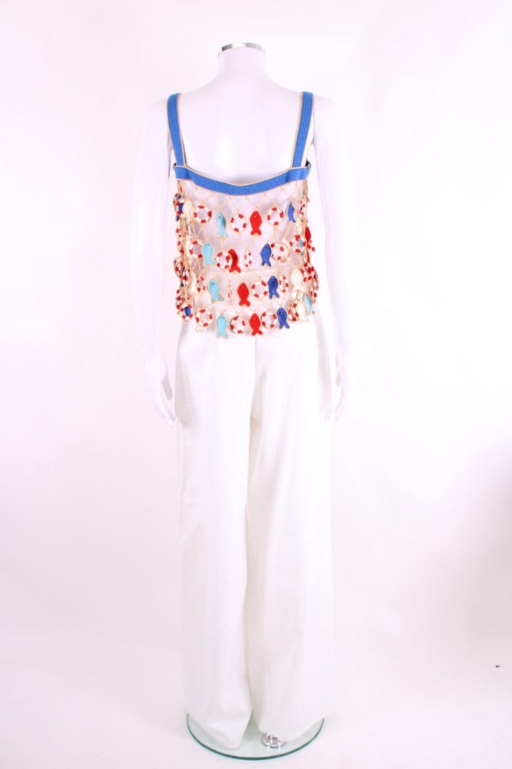 My Beachy Side My Beachy Side Poisson Crochet Top & Trousers Set Blue/ White M