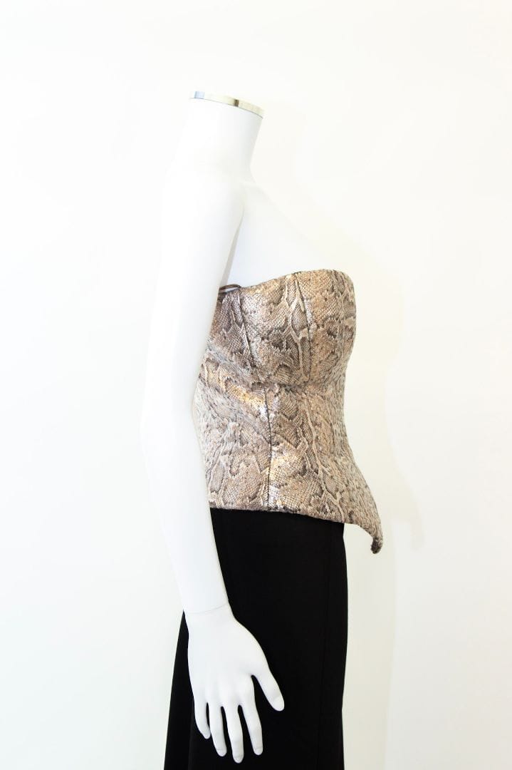 New Arrivals Ilkyaz Ozel New Arrivals Ilkyaz Ozel Snake Print Sequin Corset Beige 12