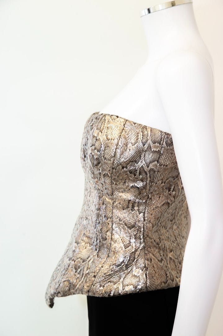 New Arrivals Ilkyaz Ozel New Arrivals Ilkyaz Ozel Snake Print Sequin Corset Beige 12