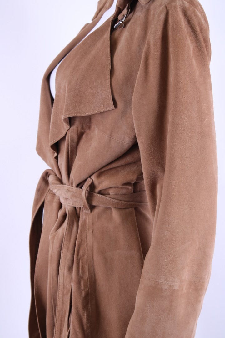 Oui Oui Suede Trench Coat Tan 12