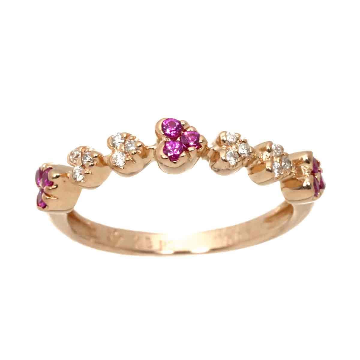 Ponte Vecchio Ponte Vecchio Ruby 0.12ct Diamond 0.05ct Ring 18K PG Size4(US) 90308706
