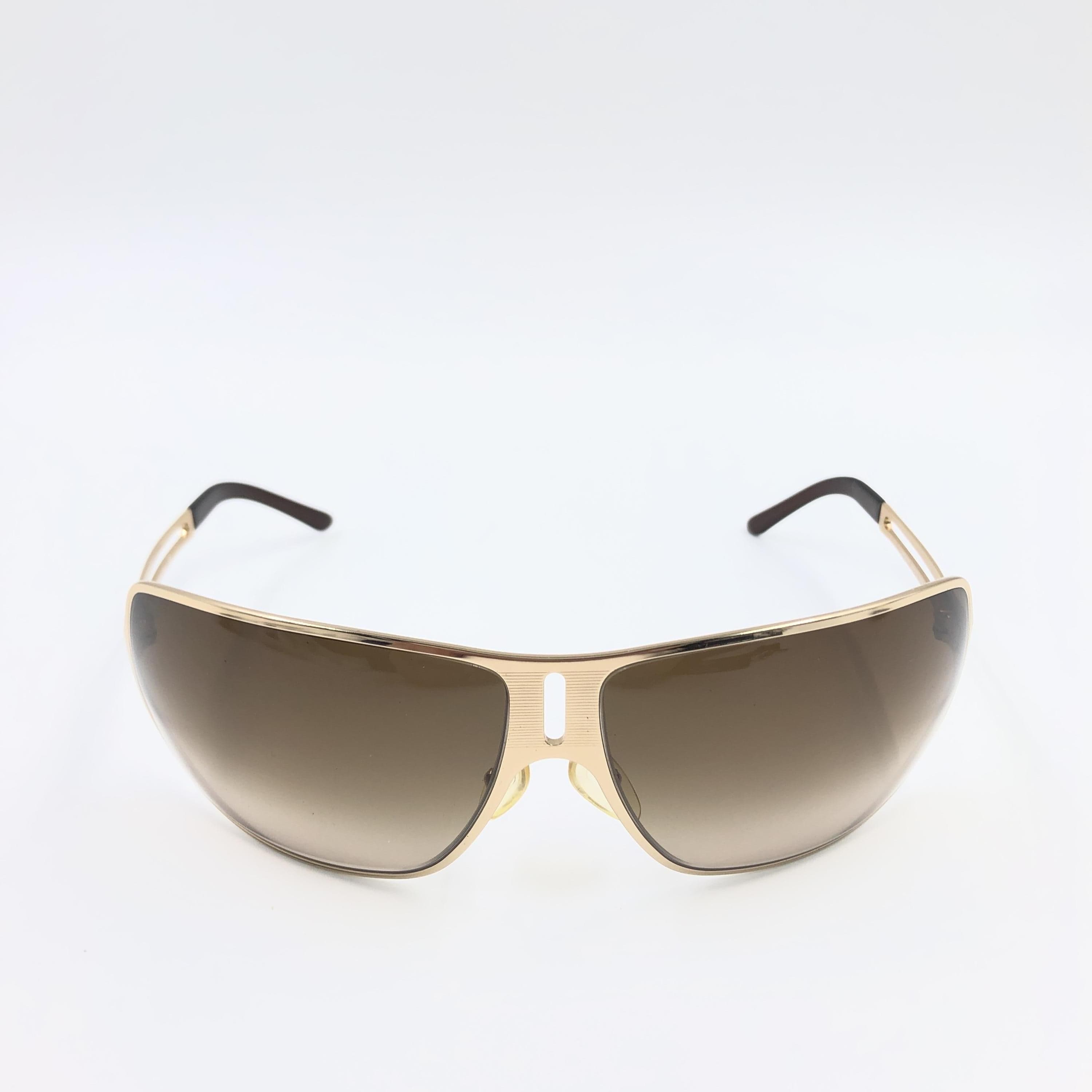 Prada Prada Gold Toned Sunglasses With Brown Lens C336567