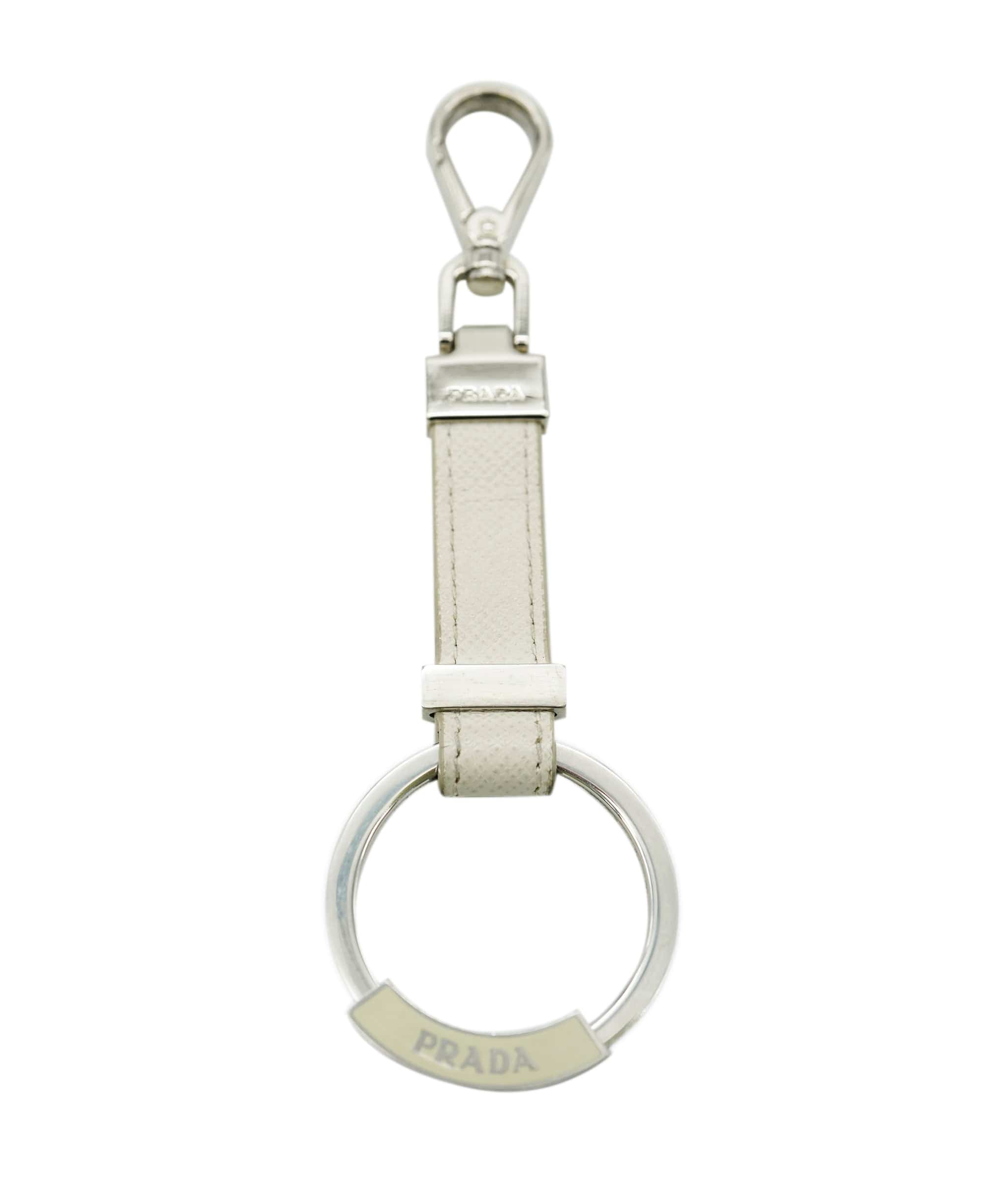 Prada PRADA Key Holder Safiano leather White Auth ac3108 DBXS1716
