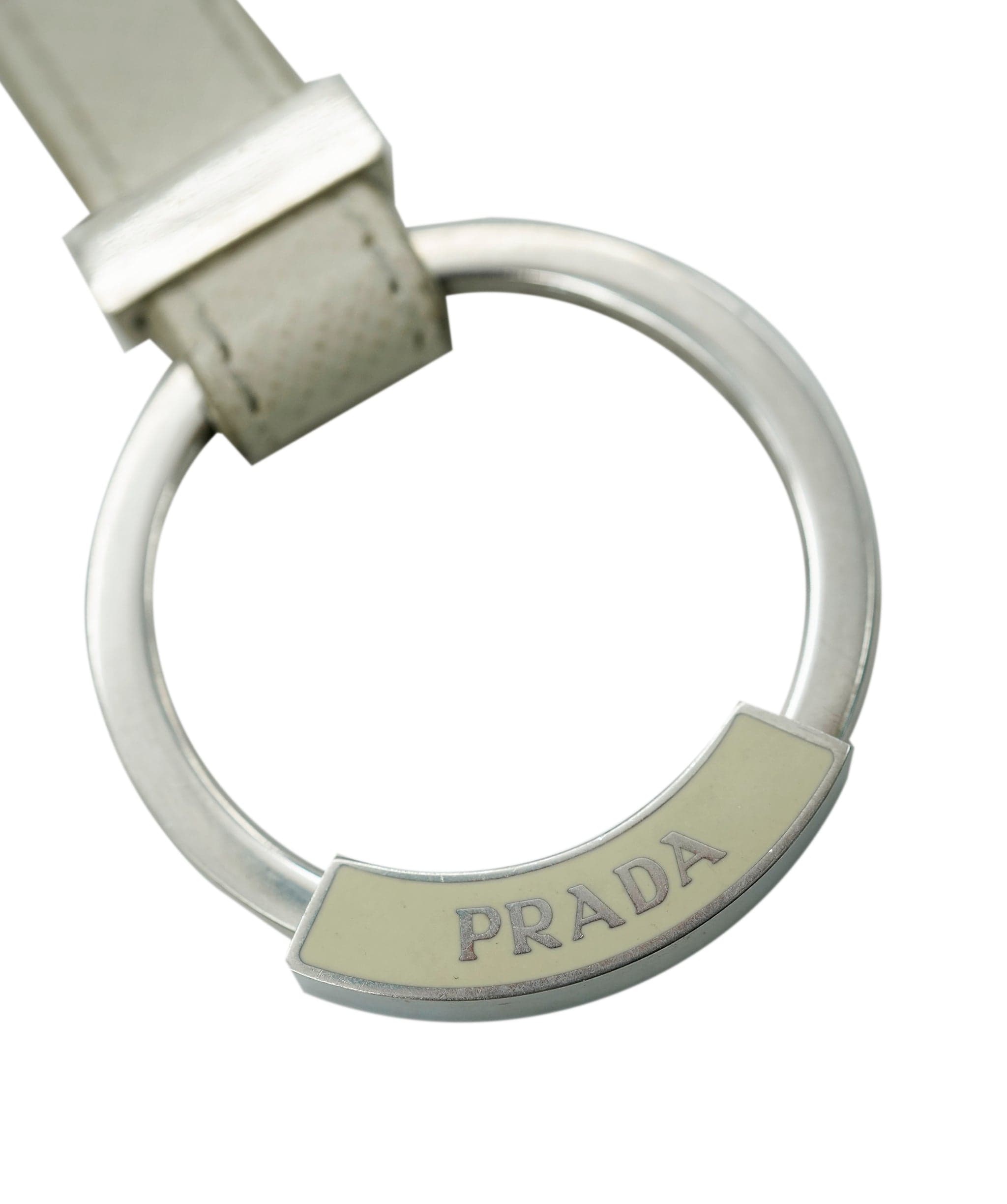 Prada PRADA Key Holder Safiano leather White Auth ac3108 DBXS1716