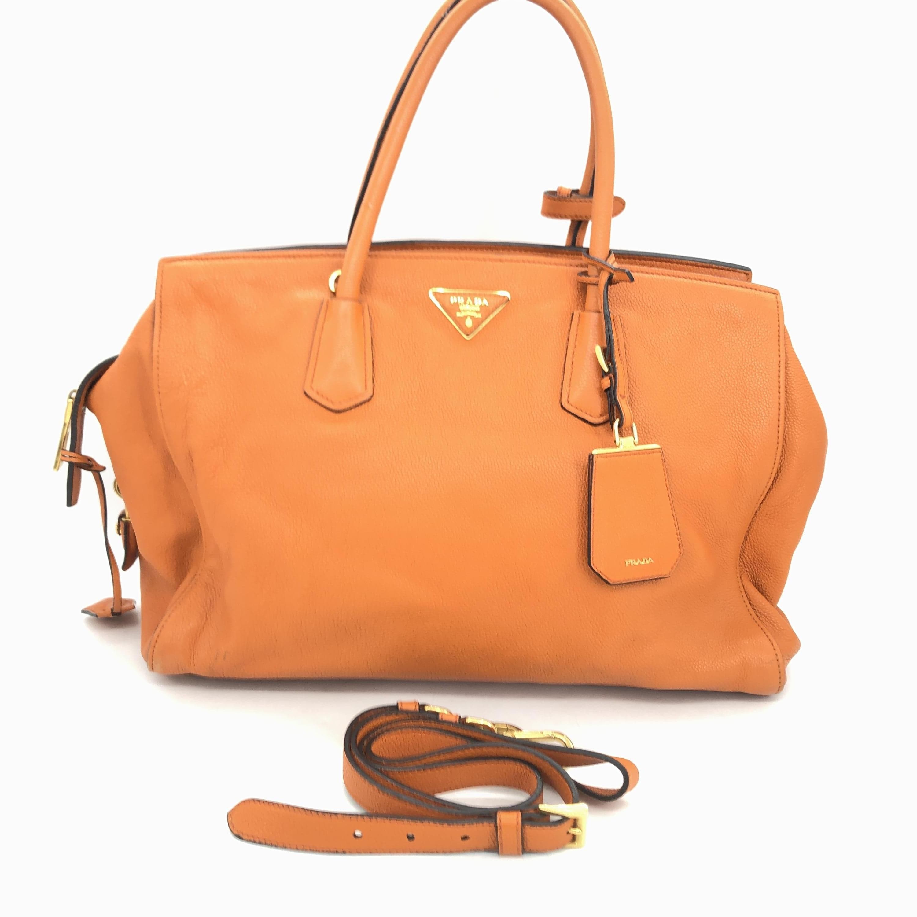 Prada Prada Orange Leather Top Handle Handbag C324459