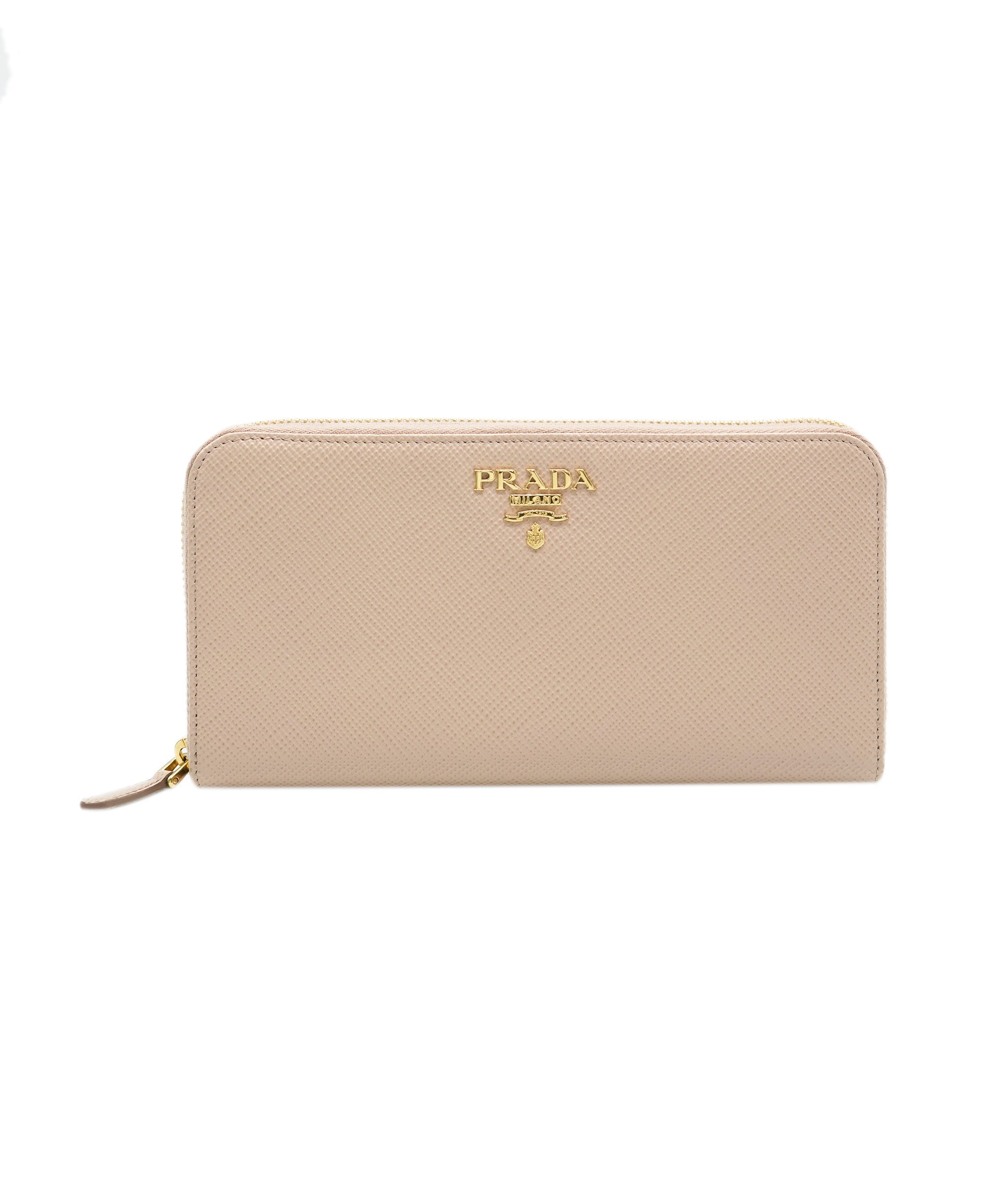 Prada Prada pink beige large saffiano zip wallet with GHW - AJC0652