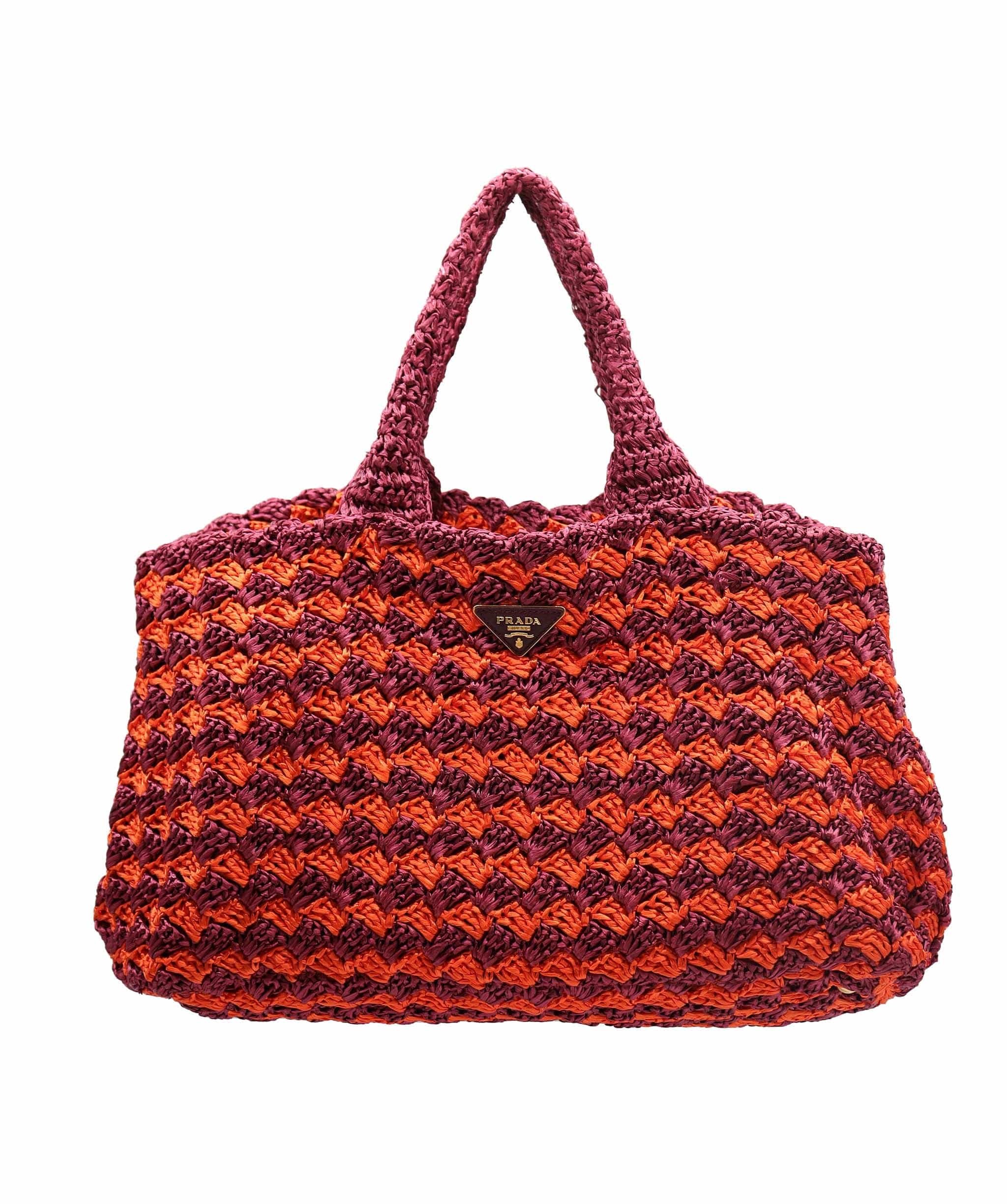 Prada Prada Raffia Big Tote Bag Orange DXBS4263