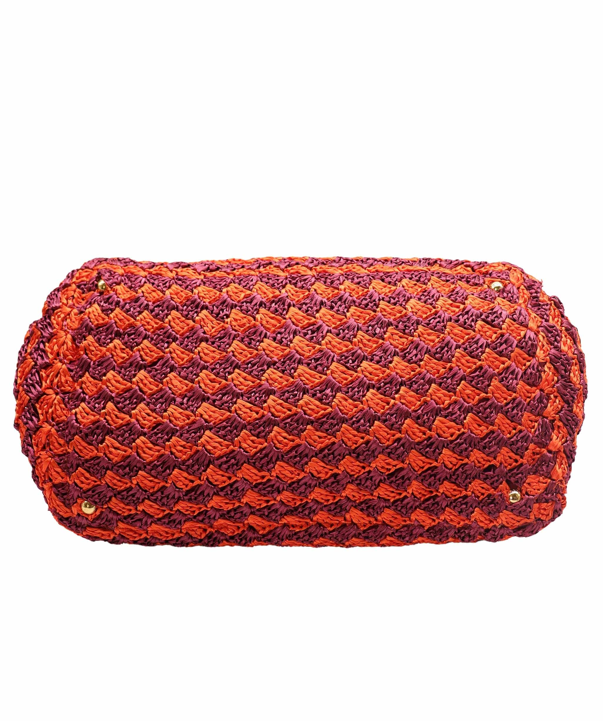 Prada Prada Raffia Big Tote Bag Orange DXBS4263