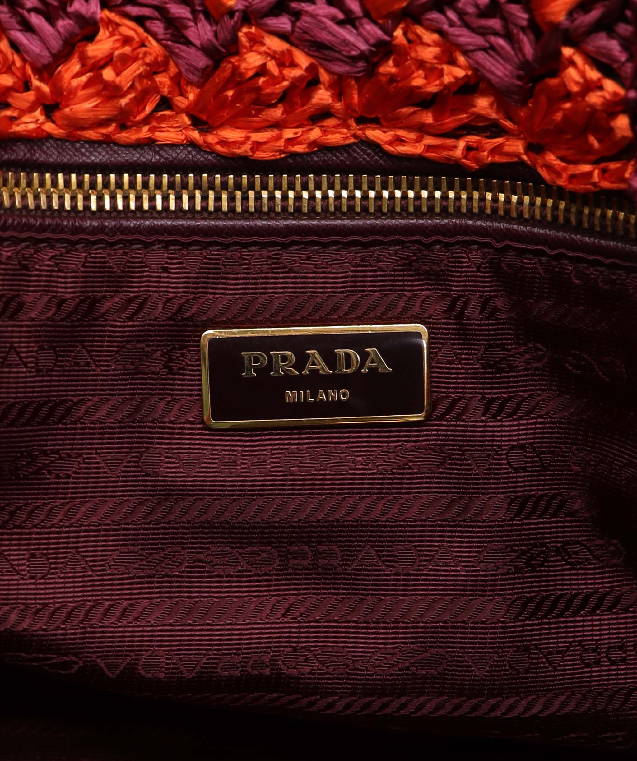 Prada Prada Raffia Big Tote Bag Orange DXBS4263