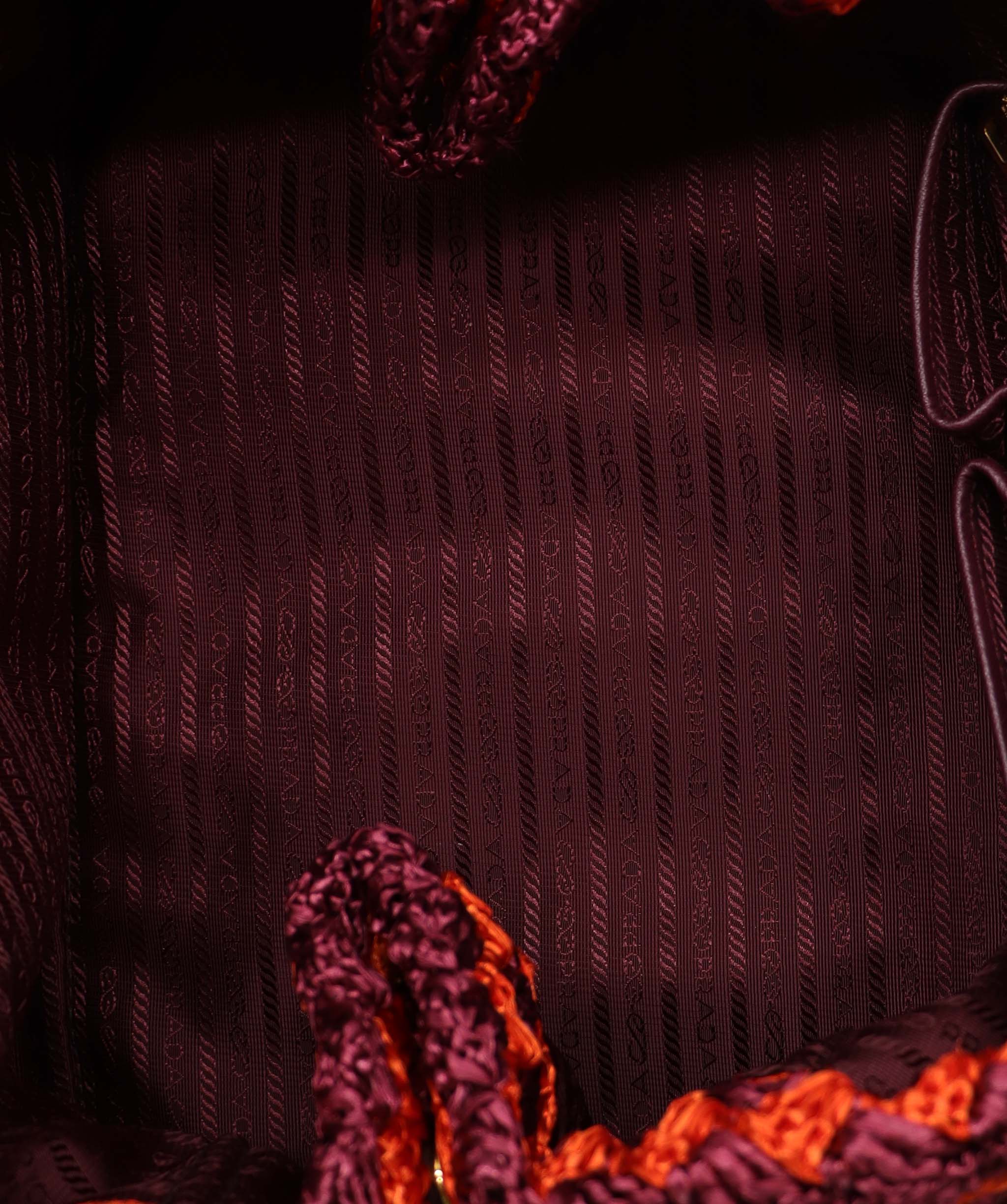 Prada Prada Raffia Big Tote Bag Orange DXBS4263