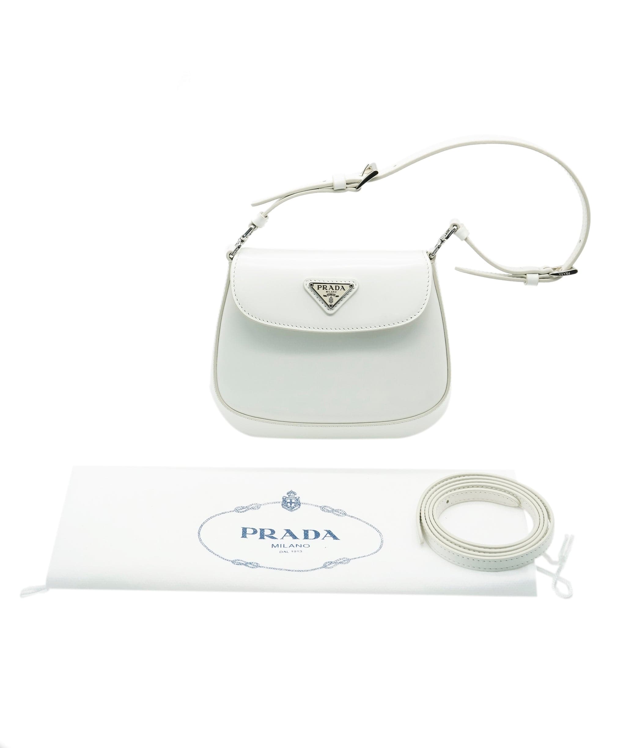 Prada Prada White Brushed Leather Mini Cleo ABC0725