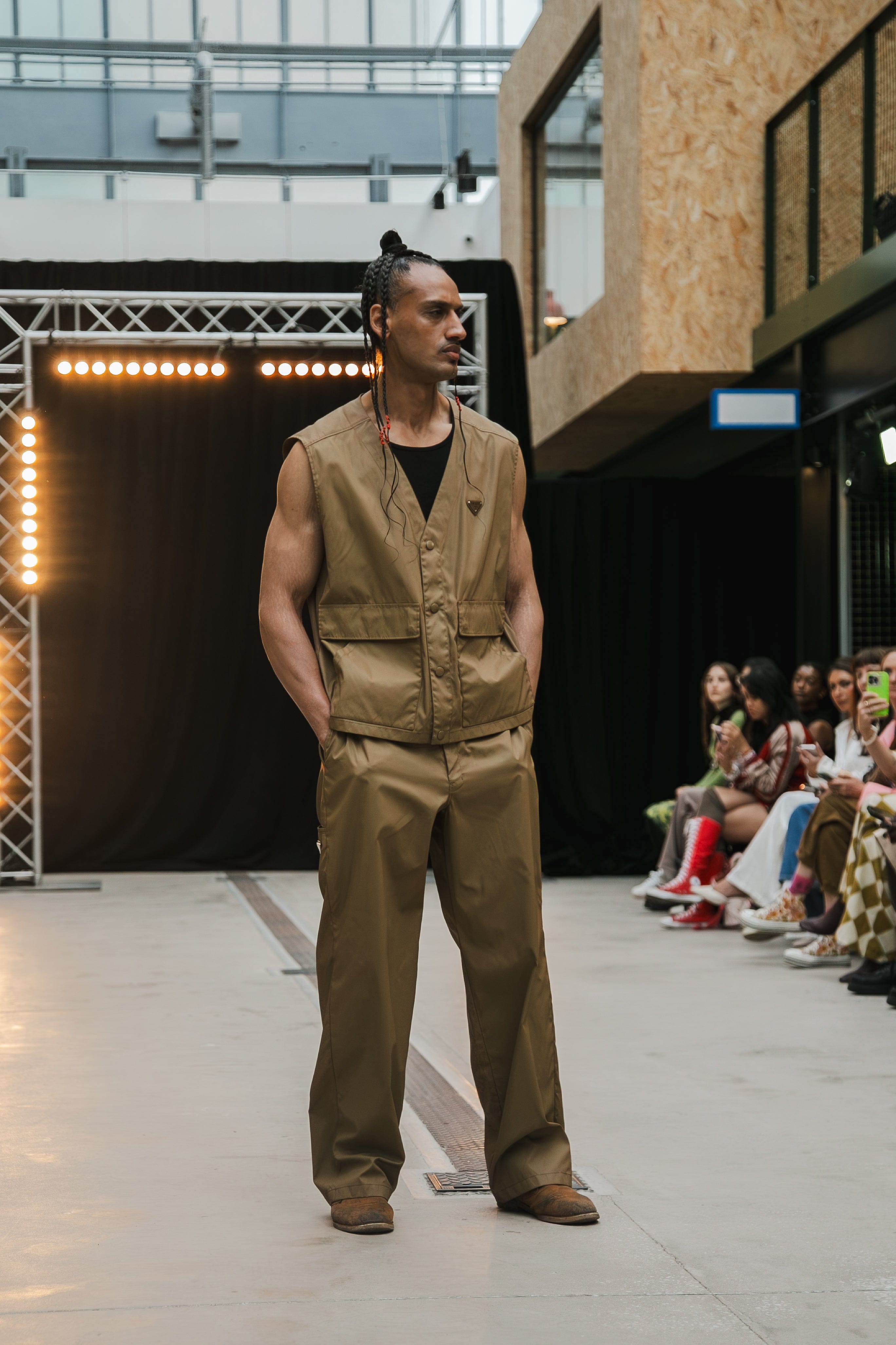 Prada Prada Nylon Waistcoat/ Trouser Co-Ord Tan XL