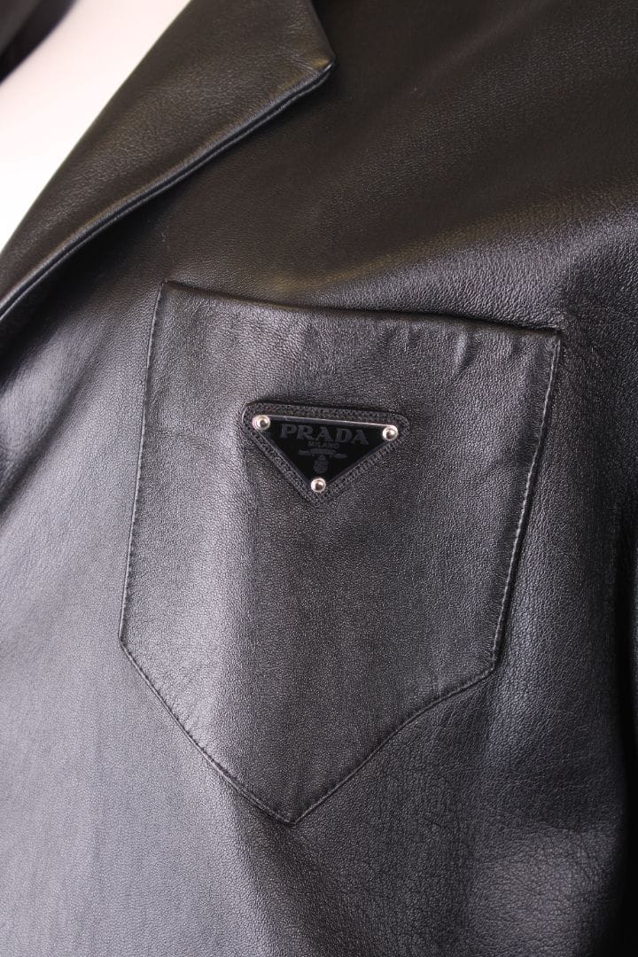 Prada Prada Leather Coat Black M