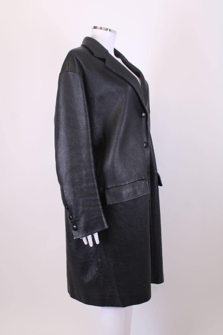Prada Prada Leather Coat Black M