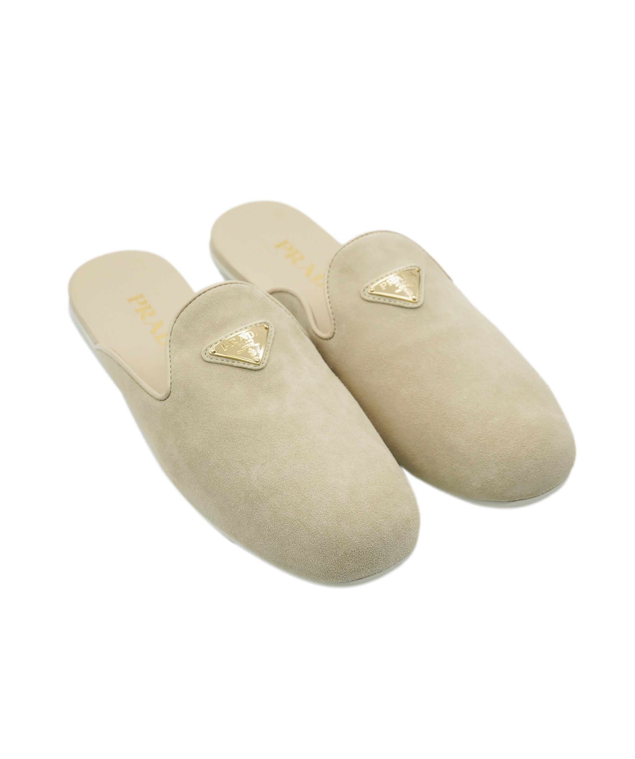 Prada Prada Beige Suede Logo Loafers ALL0975