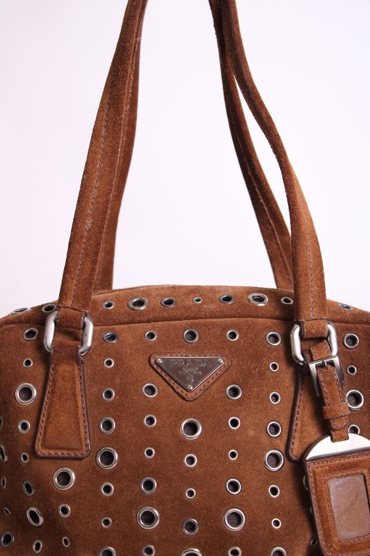 Prada Prada Bauletto Bowling Handbag Brown