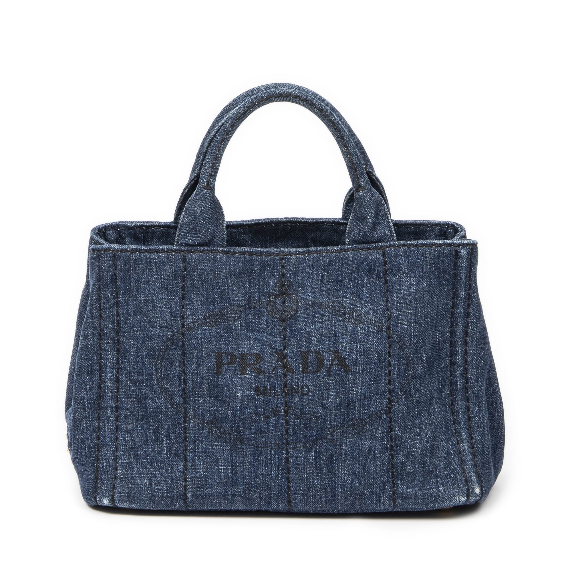 Prada Prada Denim Blue Canvas Small Canapa Tote ABA7497