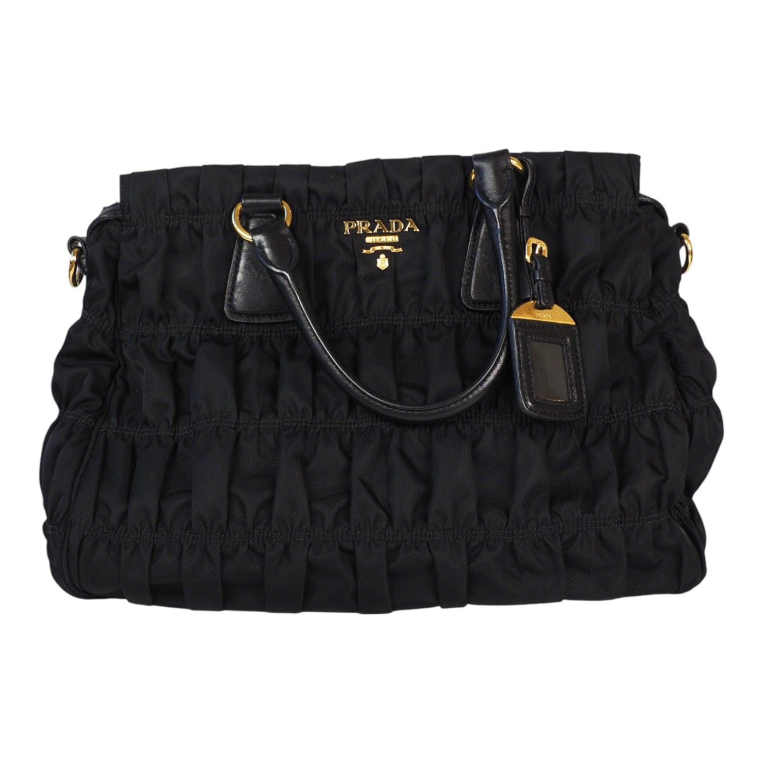 Prada Prada Gaufre Nylon Handbag Black Bag with Strap