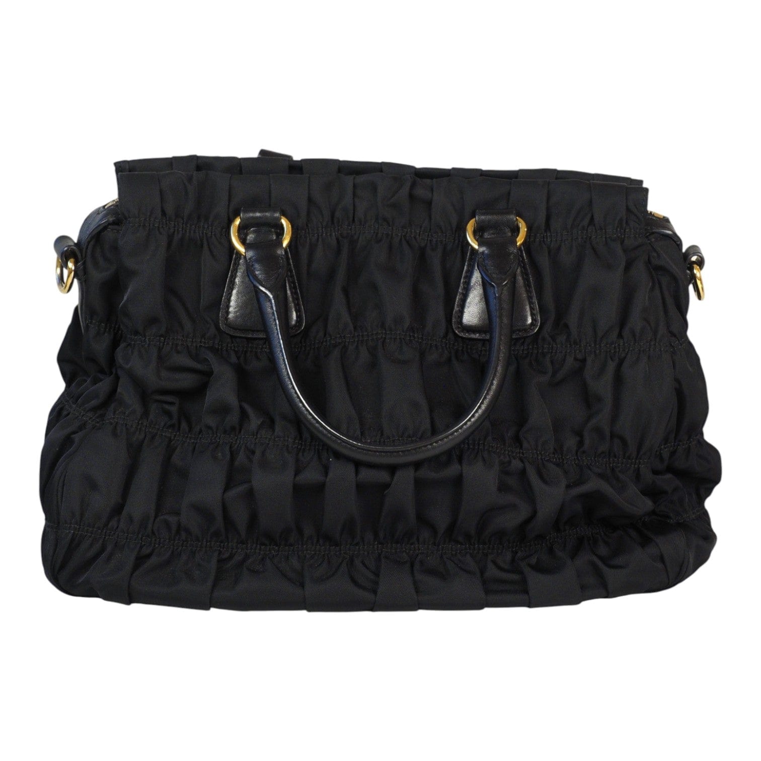 Prada Prada Gaufre Nylon Handbag Black Bag with Strap