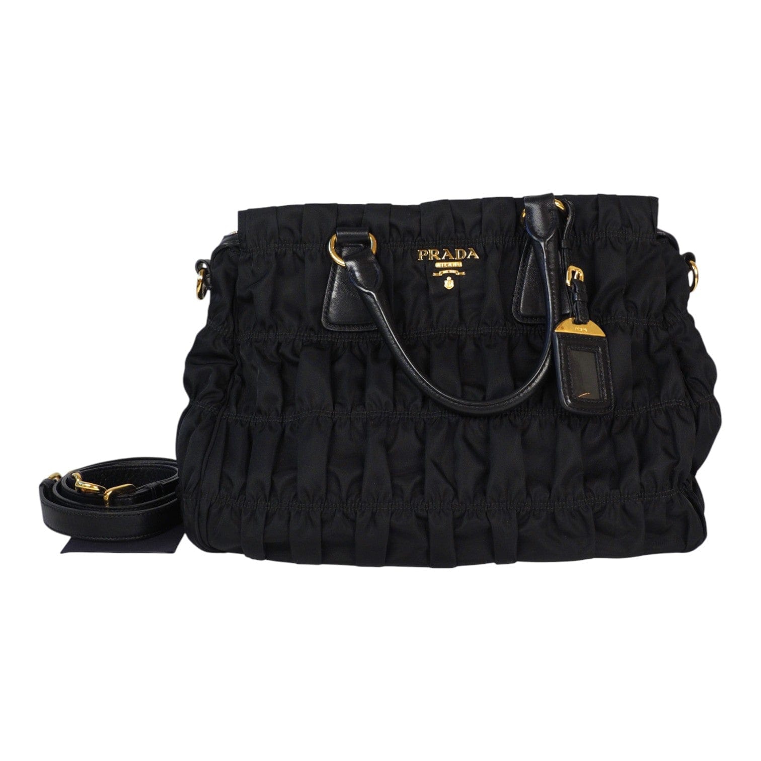 Prada Prada Gaufre Nylon Handbag Black Bag with Strap